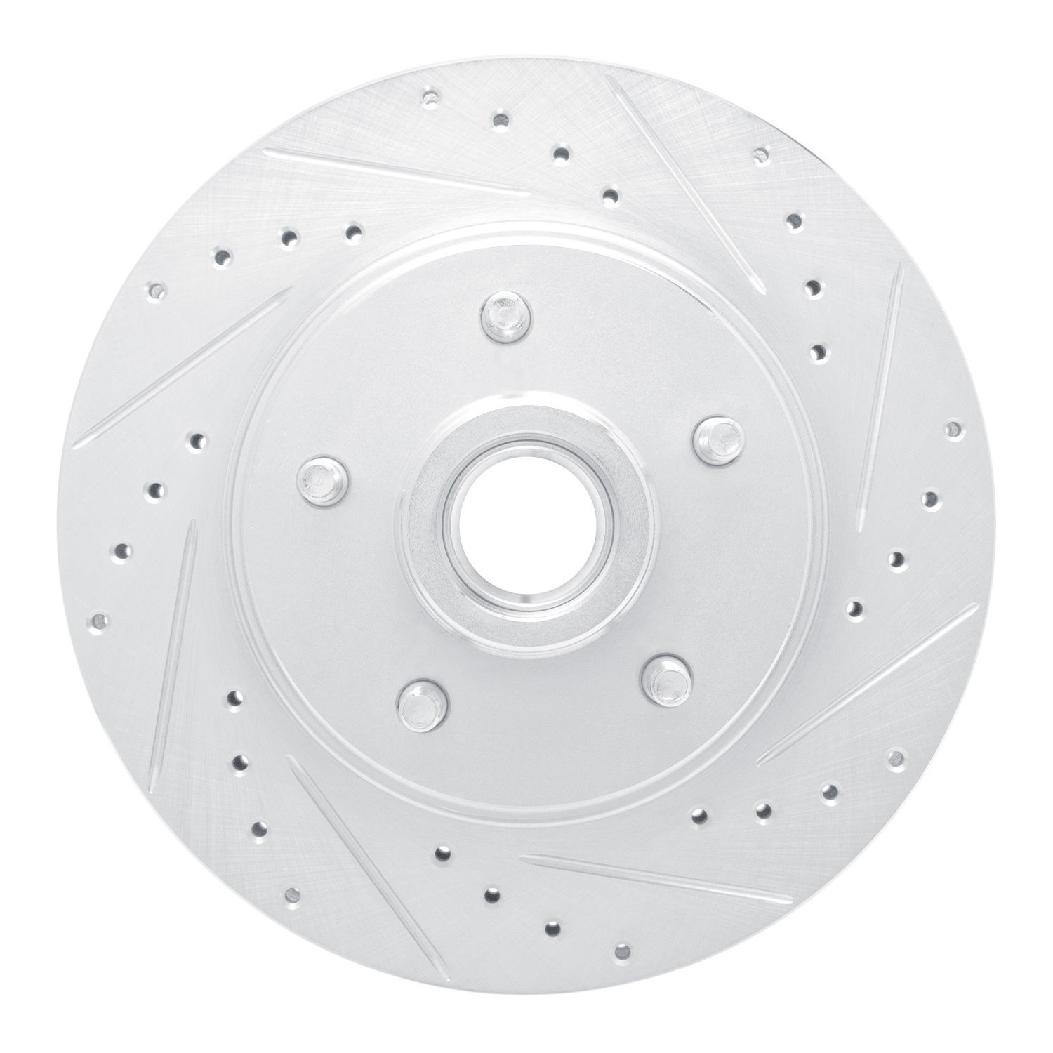 E-Line Drilled & Slotted Silver Brake Rotor, 1967-1972 GM, Position: Front Right