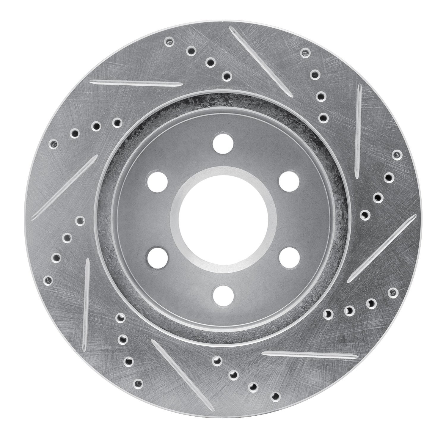 E-Line Drilled & Slotted Silver Brake Rotor, 1998-1999 GM, Position: Front Left