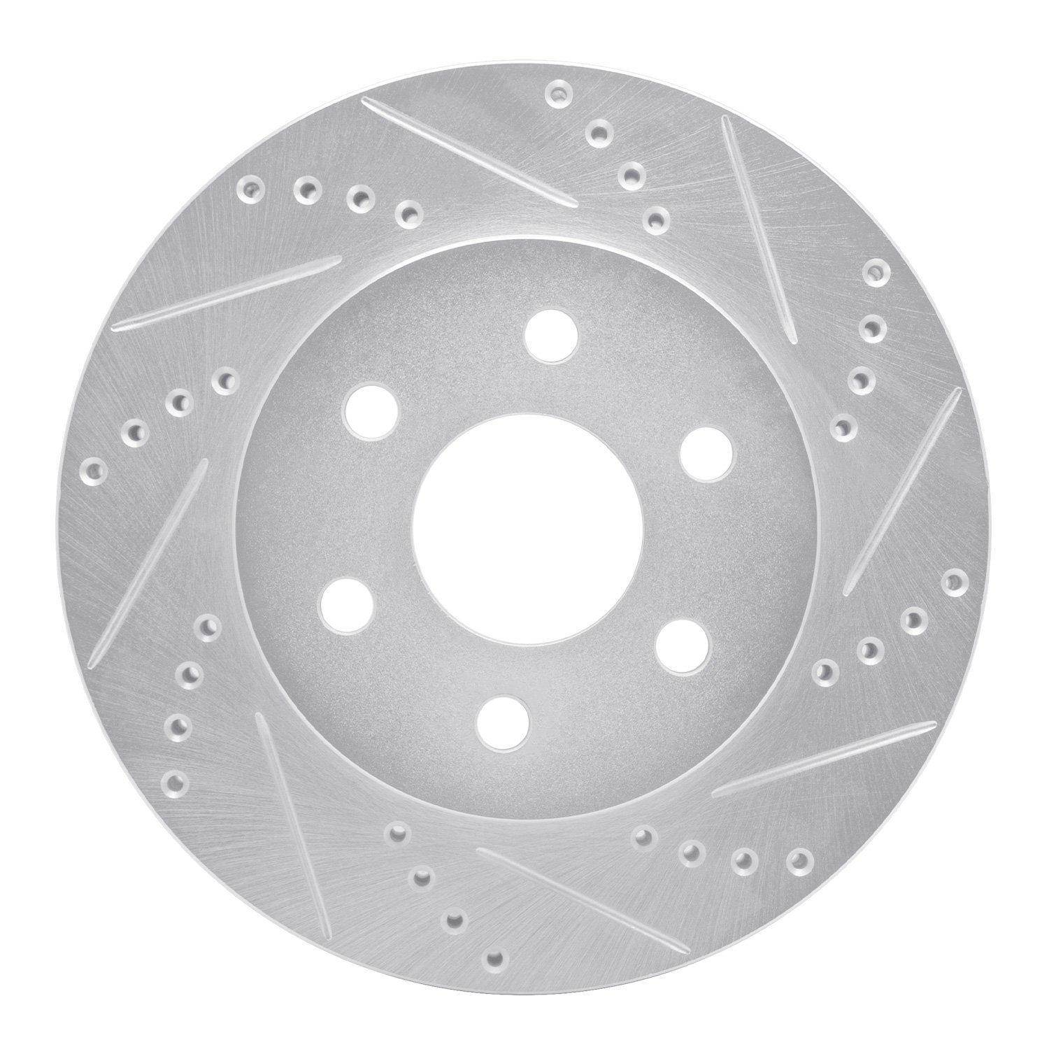 E-Line Drilled & Slotted Silver Brake Rotor, 1998-1999 GM, Position: Front Right