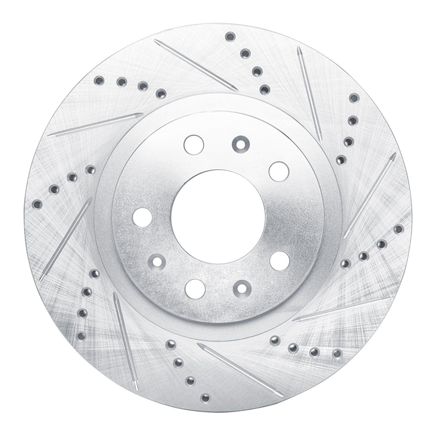 E-Line Drilled & Slotted Silver Brake Rotor, 2003-2007 GM, Position: Front Right