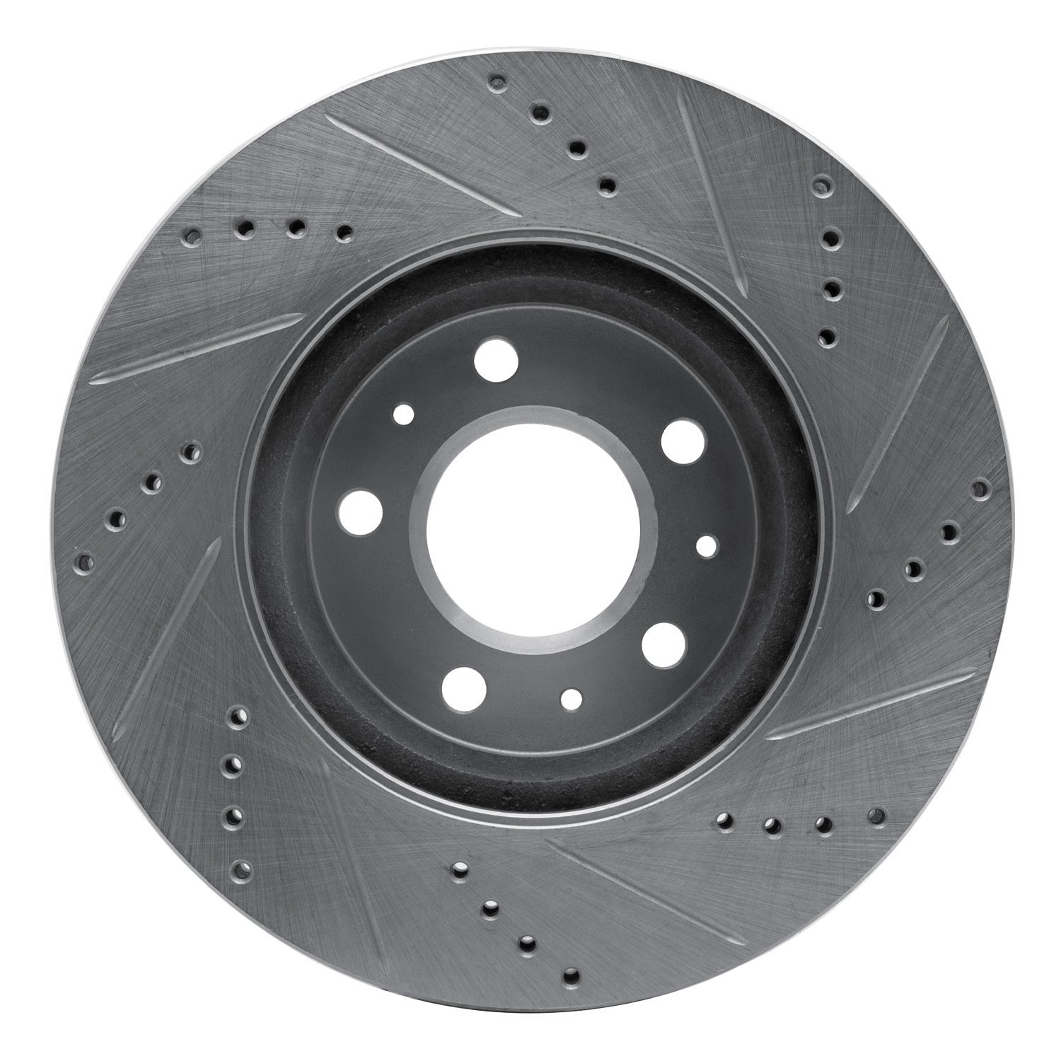 E-Line Drilled & Slotted Silver Brake Rotor, 2003-2008 GM, Position: Front Left