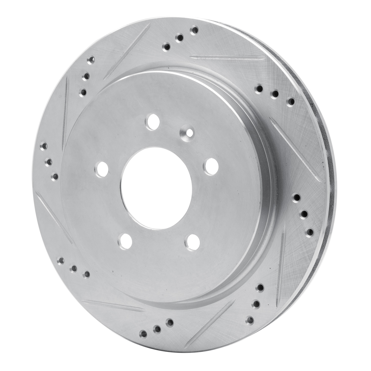 E-Line Drilled & Slotted Silver Brake Rotor, 2003-2011 GM, Position: Rear Left