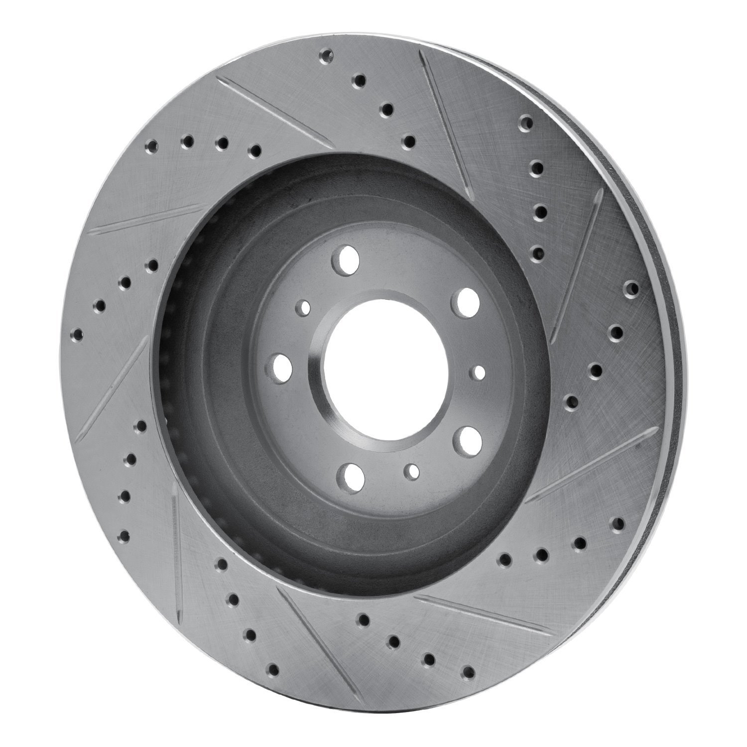 E-Line Drilled & Slotted Silver Brake Rotor, 2006-2016 GM, Position: Front Left