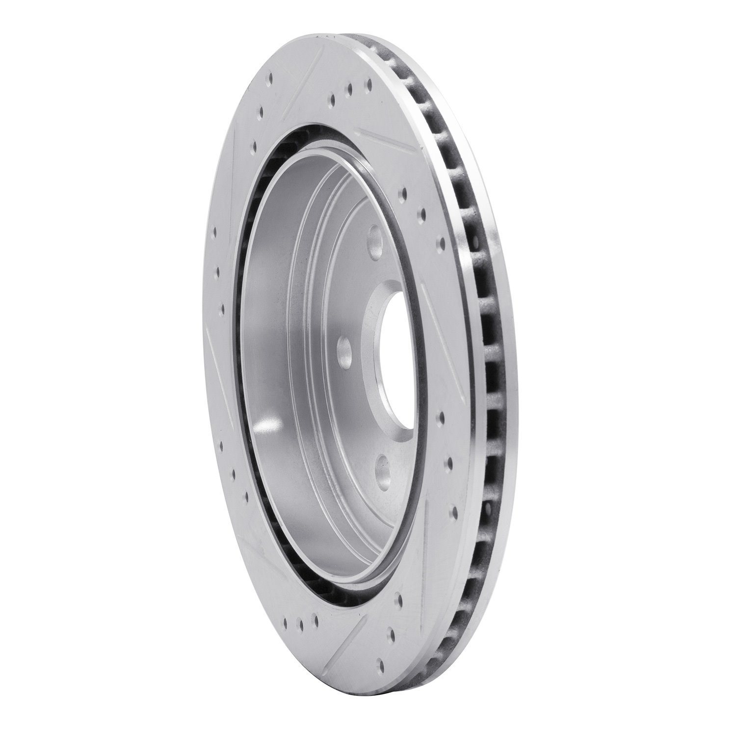 E-Line Drilled & Slotted Silver Brake Rotor, 2008-2019 GM, Position: Rear Right