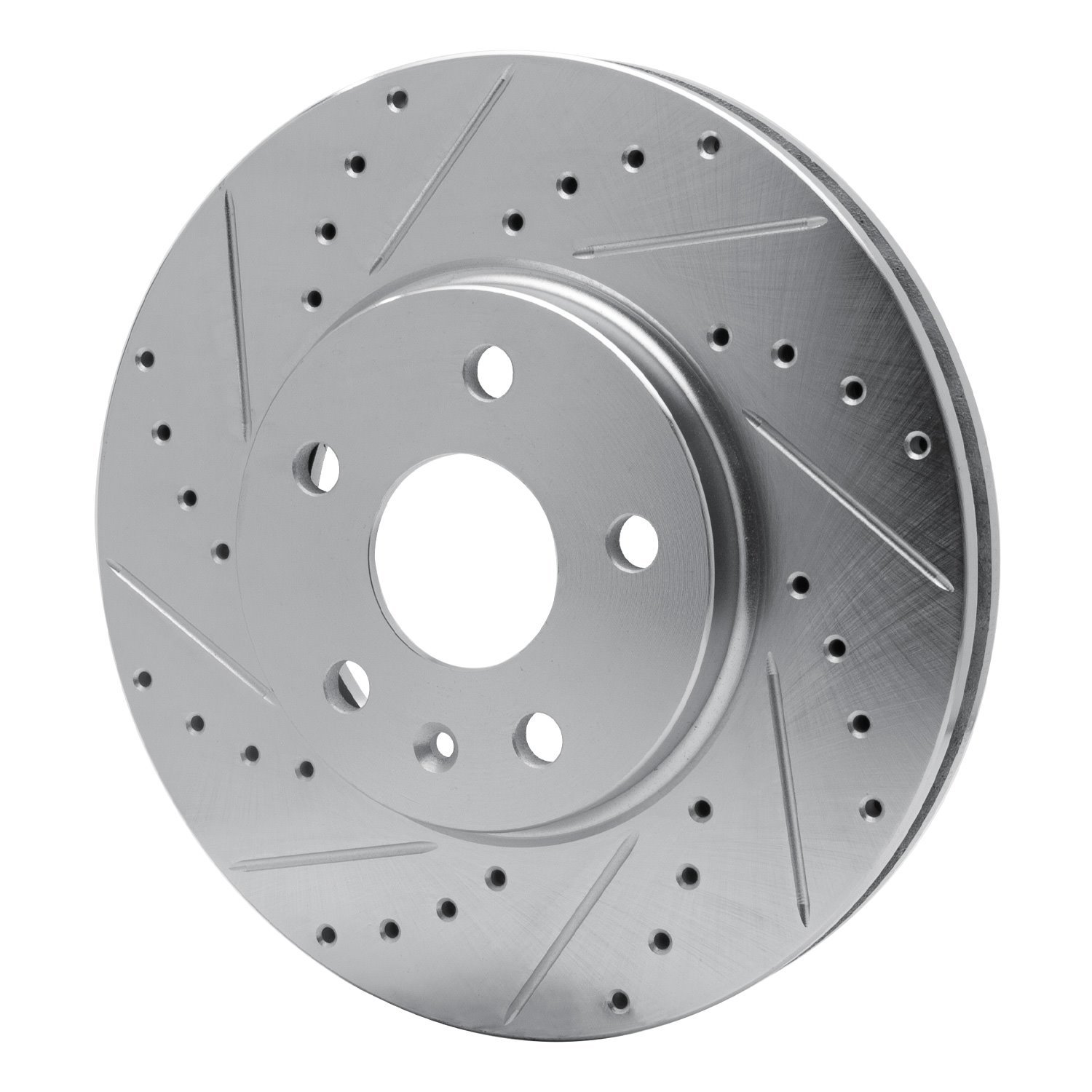 E-Line Drilled & Slotted Silver Brake Rotor, 2008-2014 GM, Position: Front Left