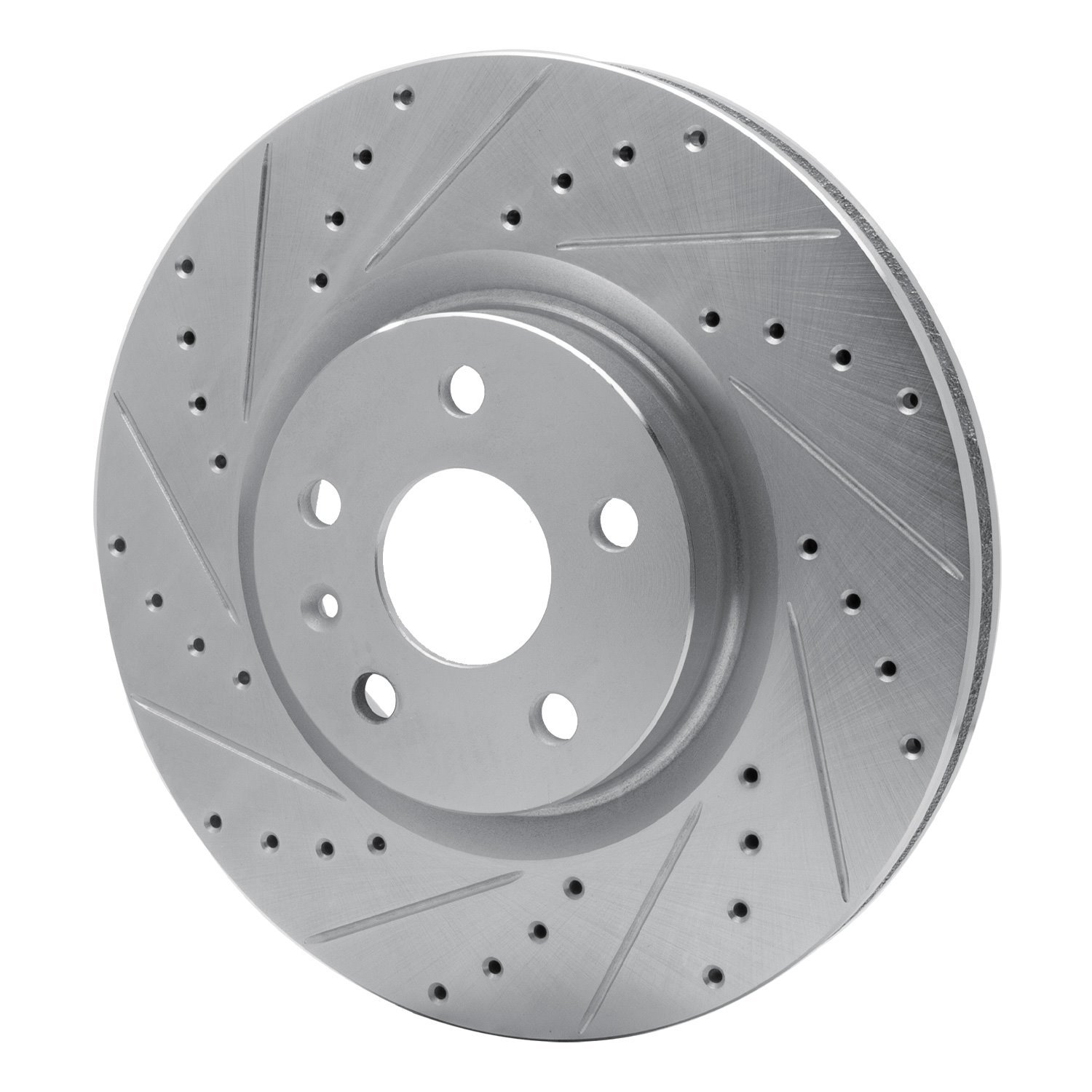 E-Line Drilled & Slotted Silver Brake Rotor, 2008-2017 GM, Position: Front Left