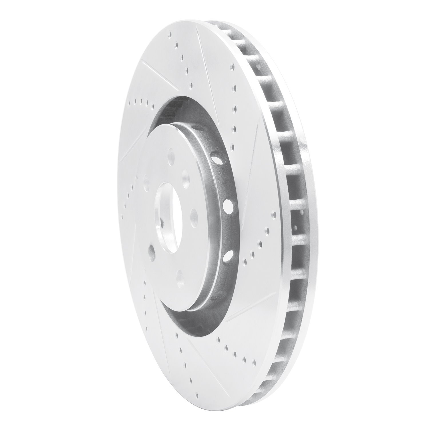 E-Line Drilled & Slotted Silver Brake Rotor, 2009-2015 GM, Position: Front Right