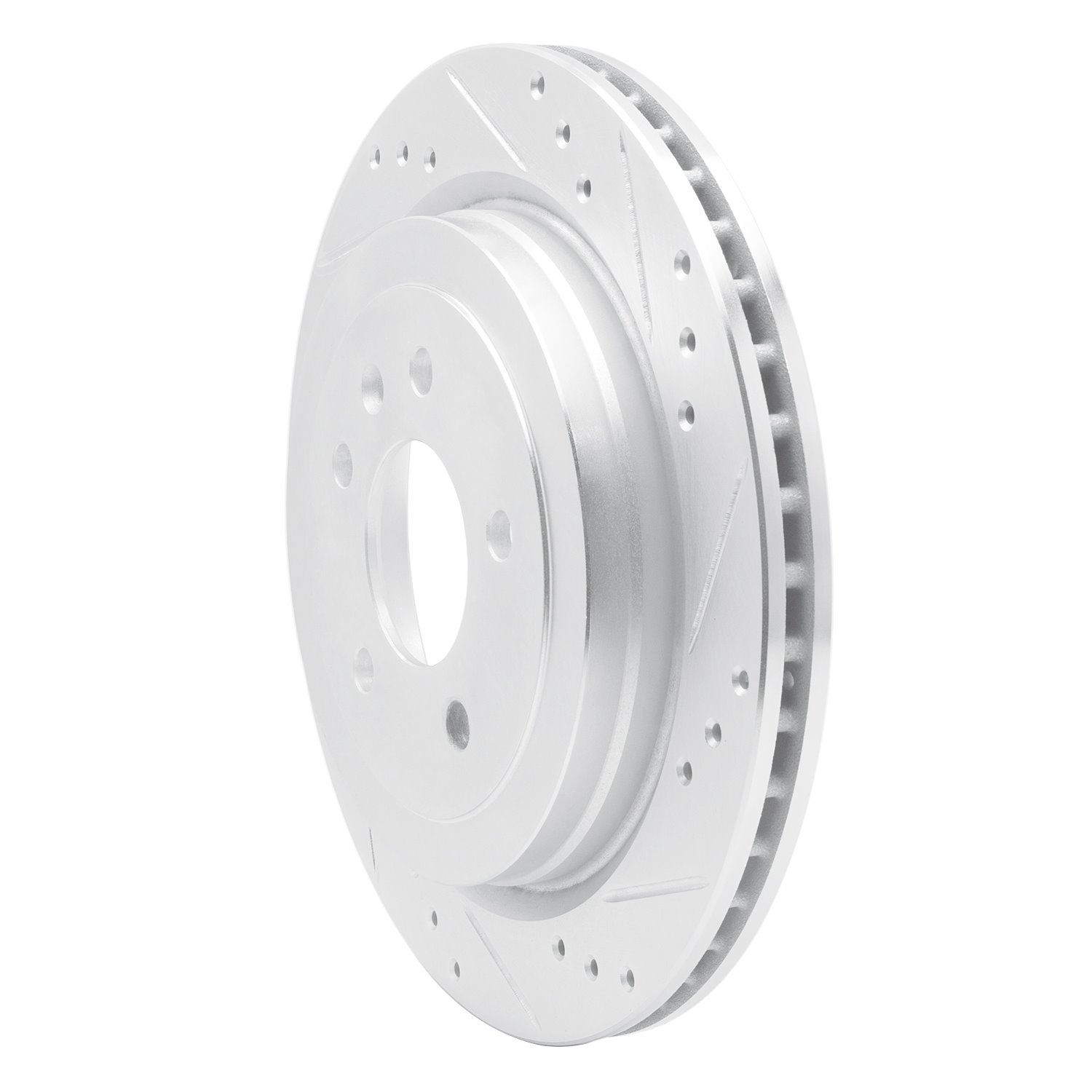 E-Line Drilled & Slotted Silver Brake Rotor, 2013-2019 GM, Position: Rear Right