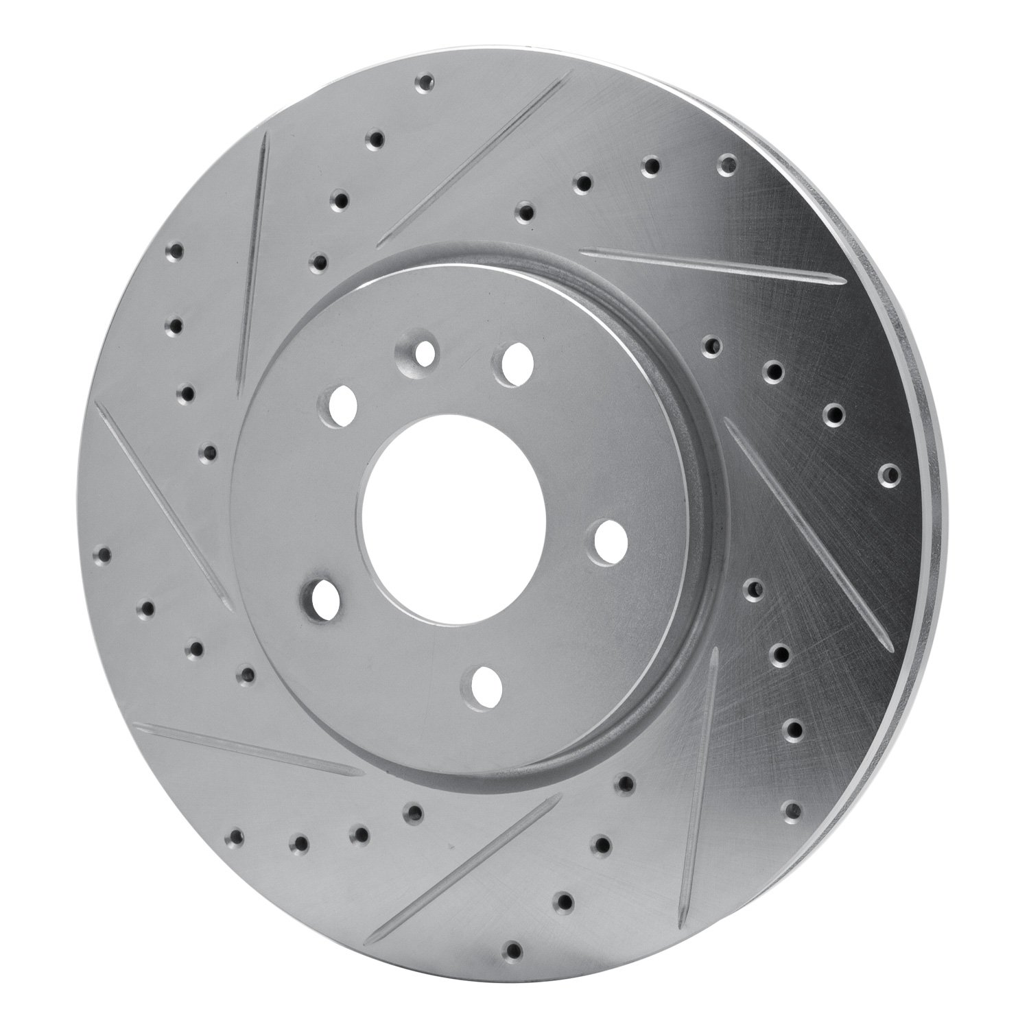 E-Line Drilled & Slotted Silver Brake Rotor, 2014-2019 GM, Position: Front Left