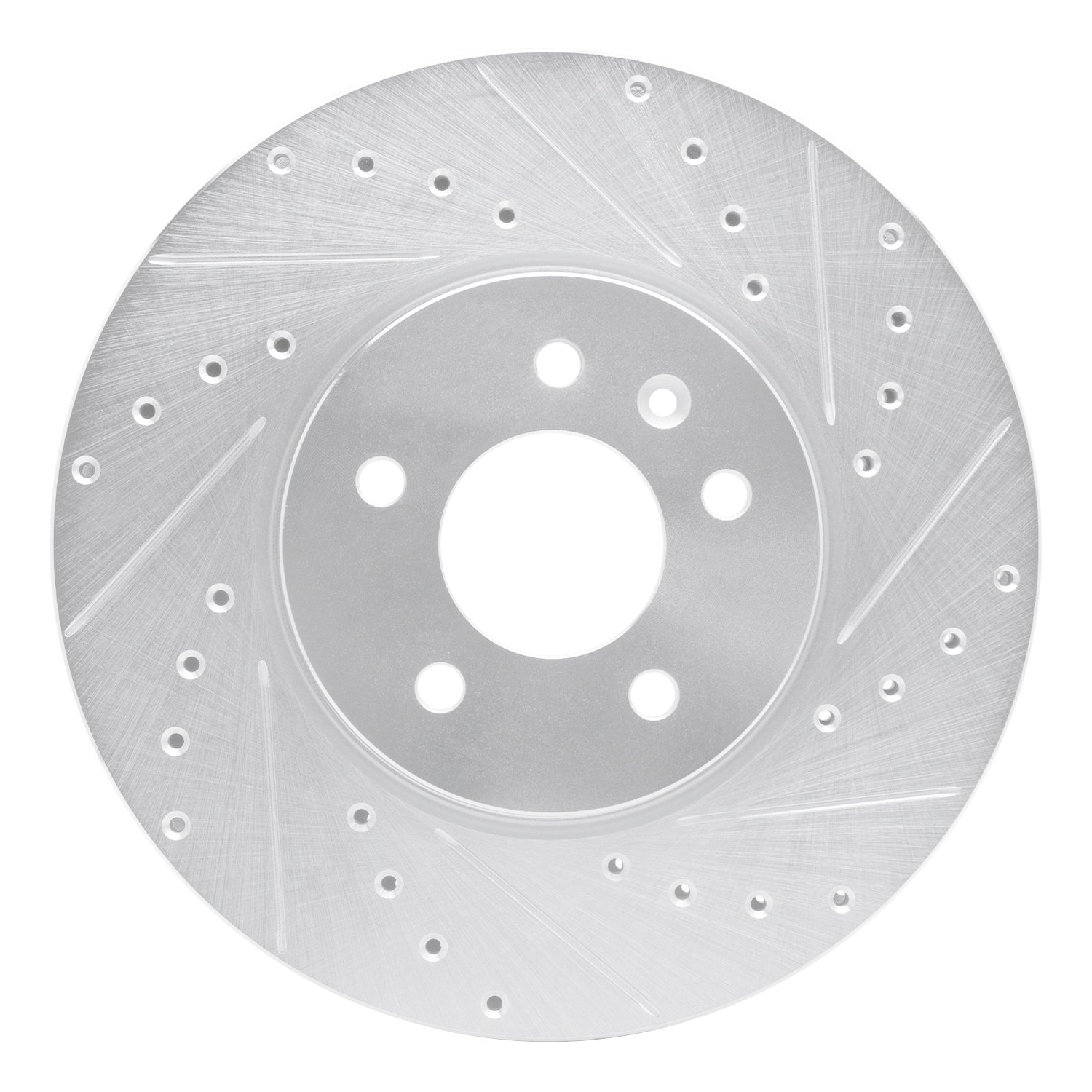 E-Line Drilled & Slotted Silver Brake Rotor, 2014-2019 GM, Position: Front Right