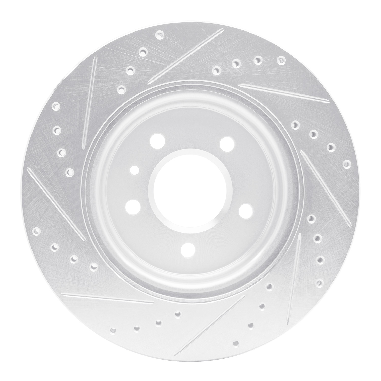 E-Line Drilled & Slotted Silver Brake Rotor, 2016-2020 GM, Position: Rear Right