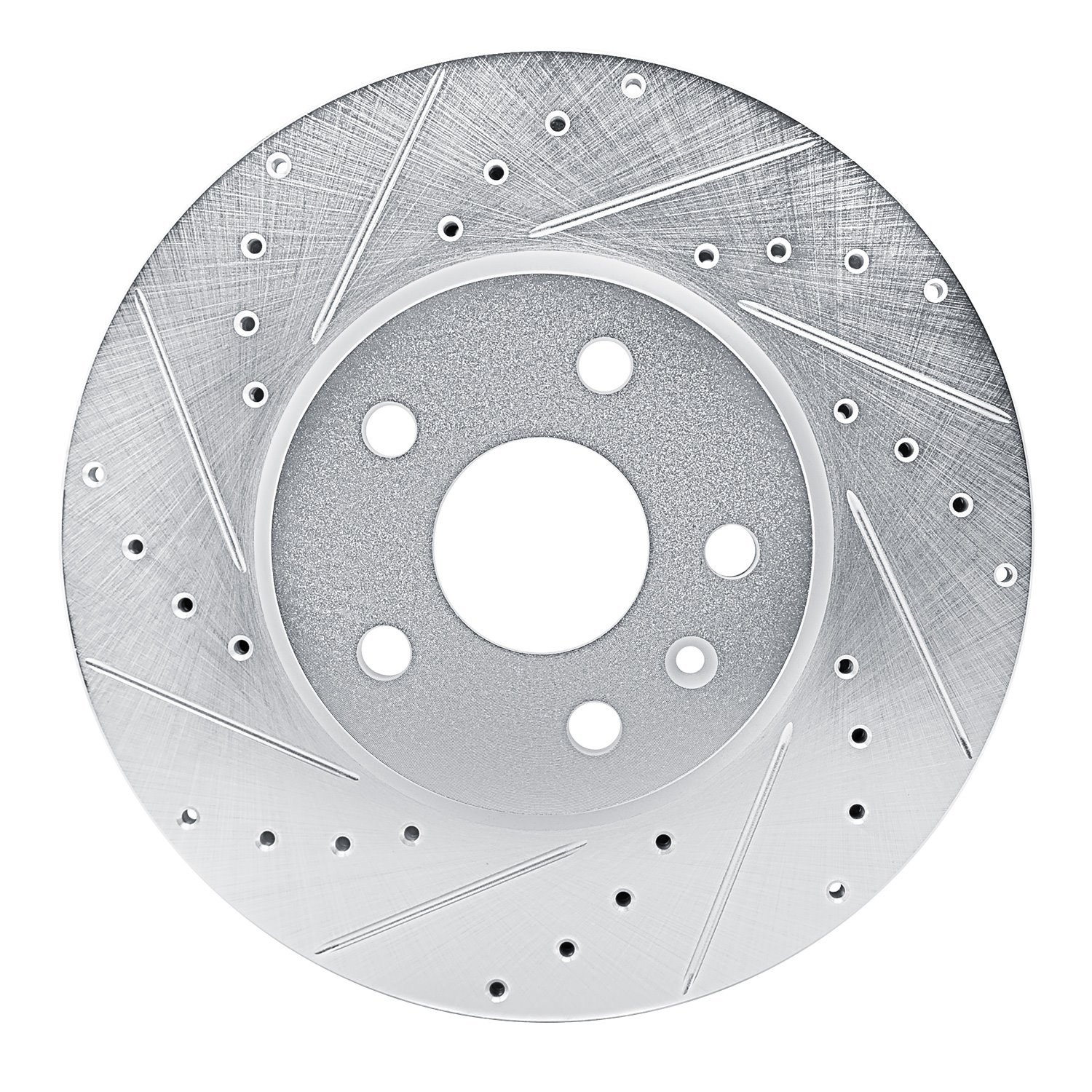 E-Line Drilled & Slotted Silver Brake Rotor, Fits Select GM, Position: Front Left