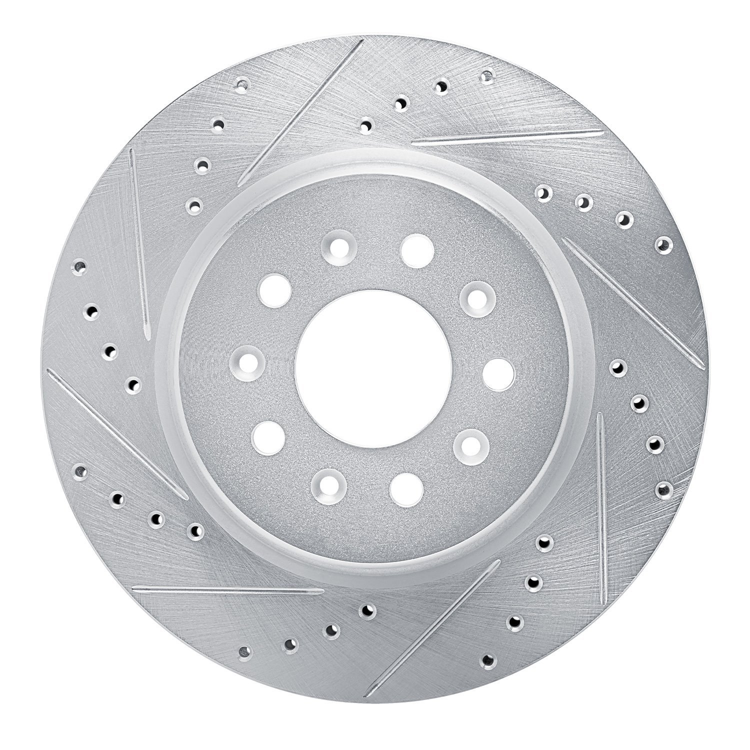 E-Line Drilled & Slotted Silver Brake Rotor, Fits Select GM, Position: Rear Left
