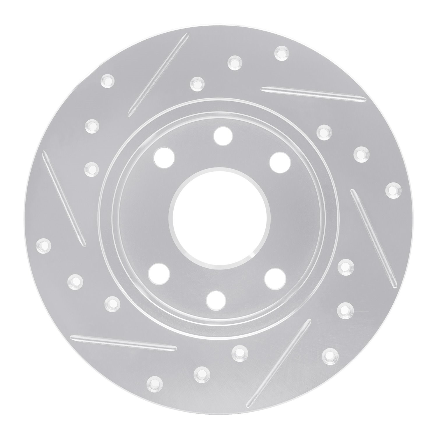 E-Line Drilled & Slotted Silver Brake Rotor, 1985-1989 GM, Position: Front Right