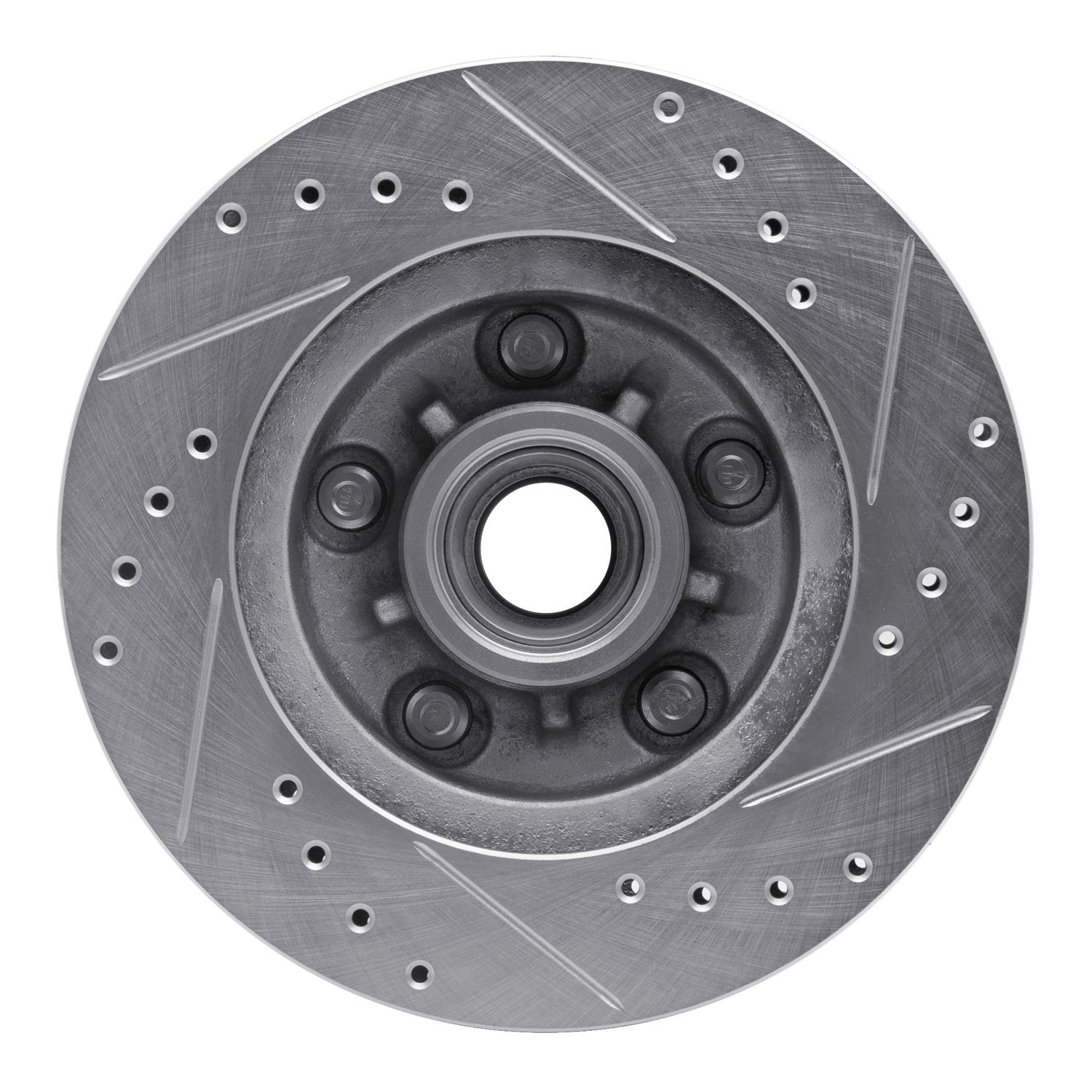 E-Line Drilled & Slotted Silver Brake Rotor, 1978-1990 GM, Position: Front Left