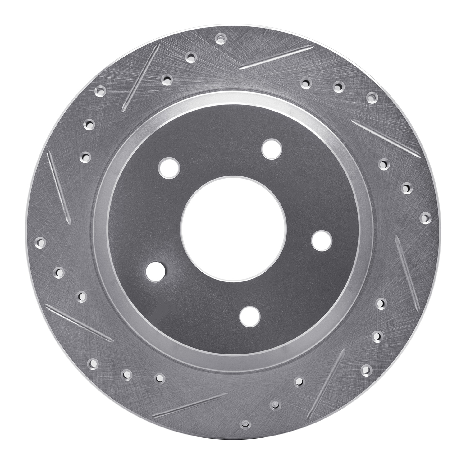 E-Line Drilled & Slotted Silver Brake Rotor, 1984-1987 GM, Position: Front Left