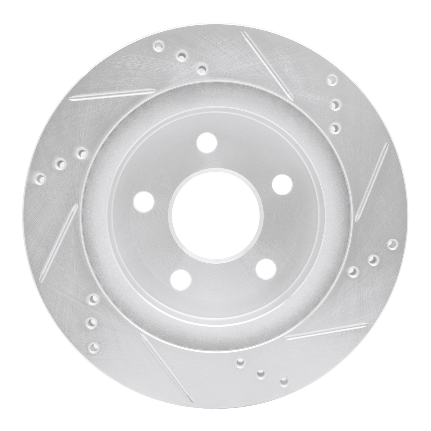 E-Line Drilled & Slotted Silver Brake Rotor, 1993-1997 GM, Position: Rear Left