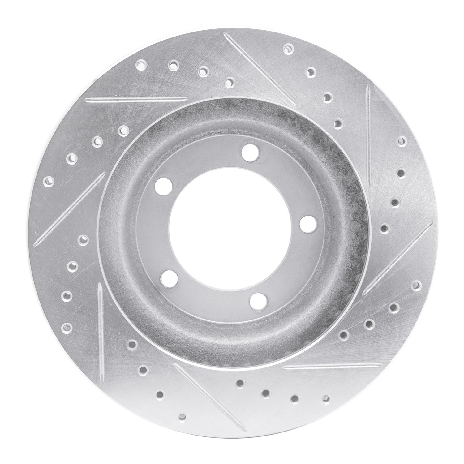 E-Line Drilled & Slotted Silver Brake Rotor, 1967-1970 GM, Position: Front Left
