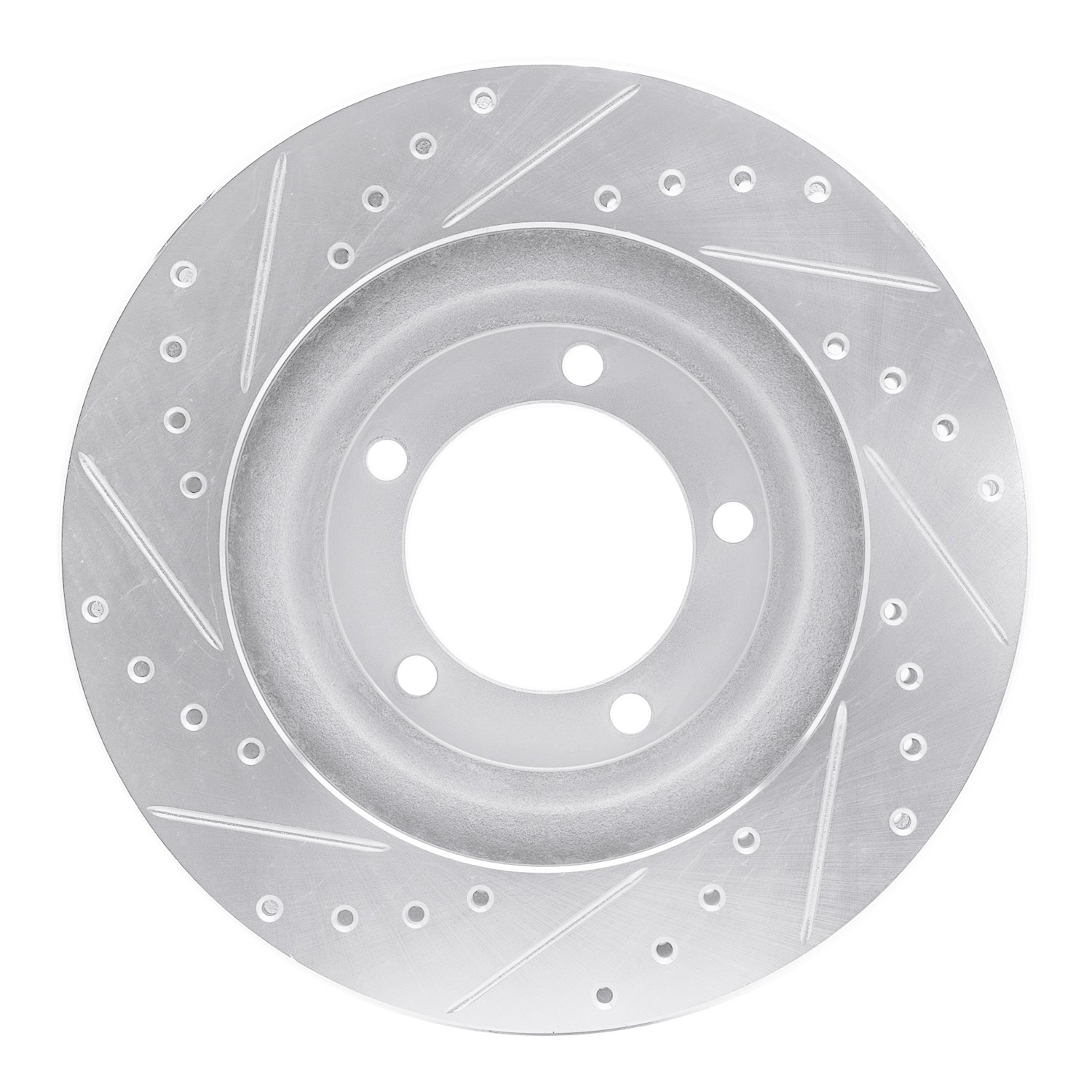 E-Line Drilled & Slotted Silver Brake Rotor, 1967-1970 GM, Position: Front Right
