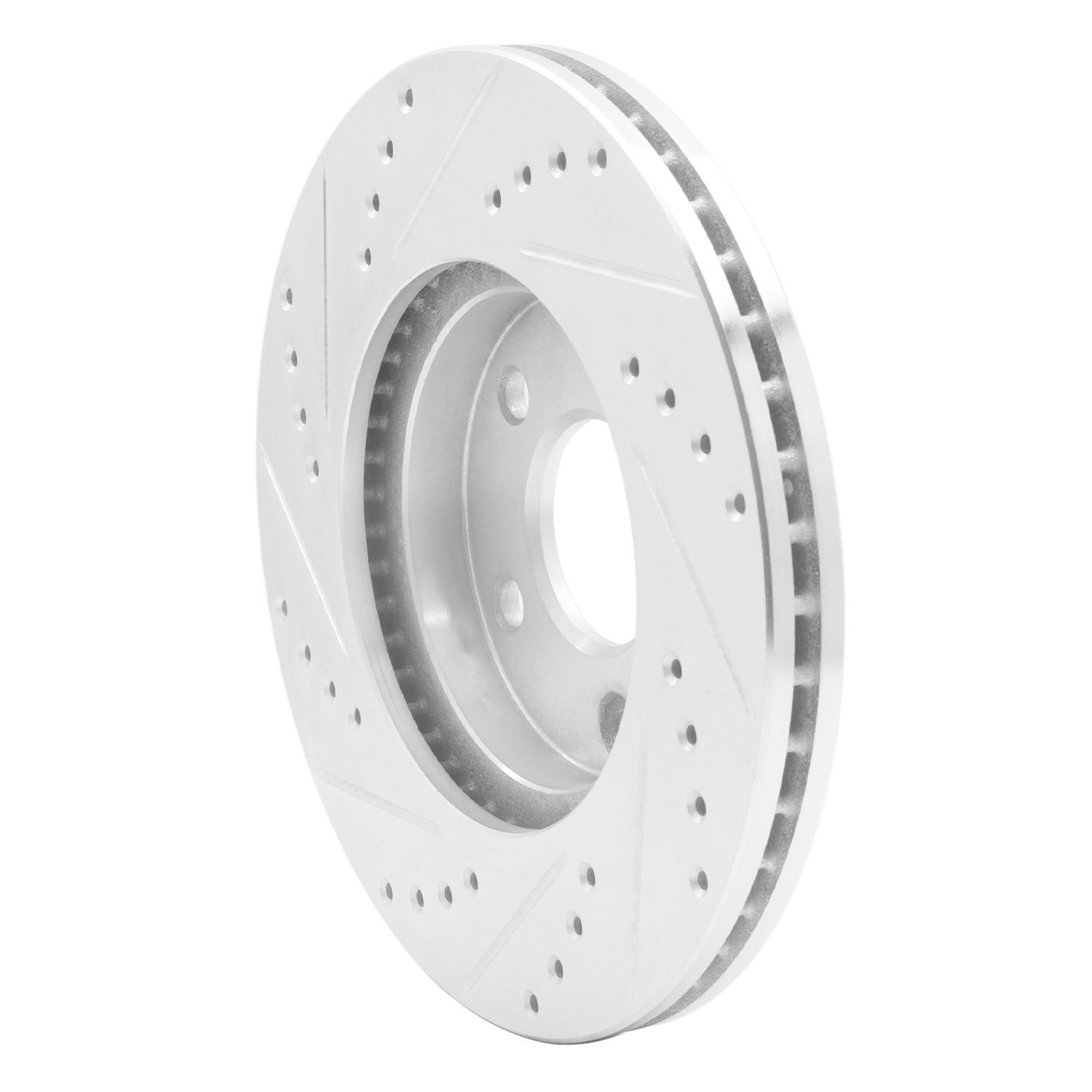 E-Line Drilled & Slotted Silver Brake Rotor, 2007-2010 GM, Position: Front Right