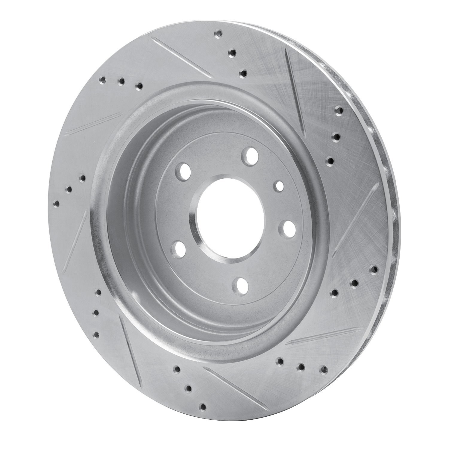 E-Line Drilled & Slotted Silver Brake Rotor, 2014-2019 GM, Position: Rear Left