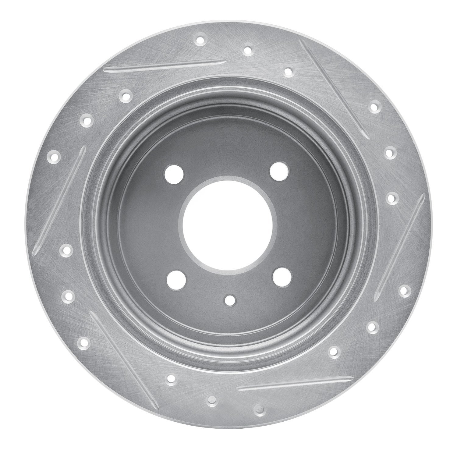 E-Line Drilled & Slotted Silver Brake Rotor, 2014-2016 GM, Position: Rear Left