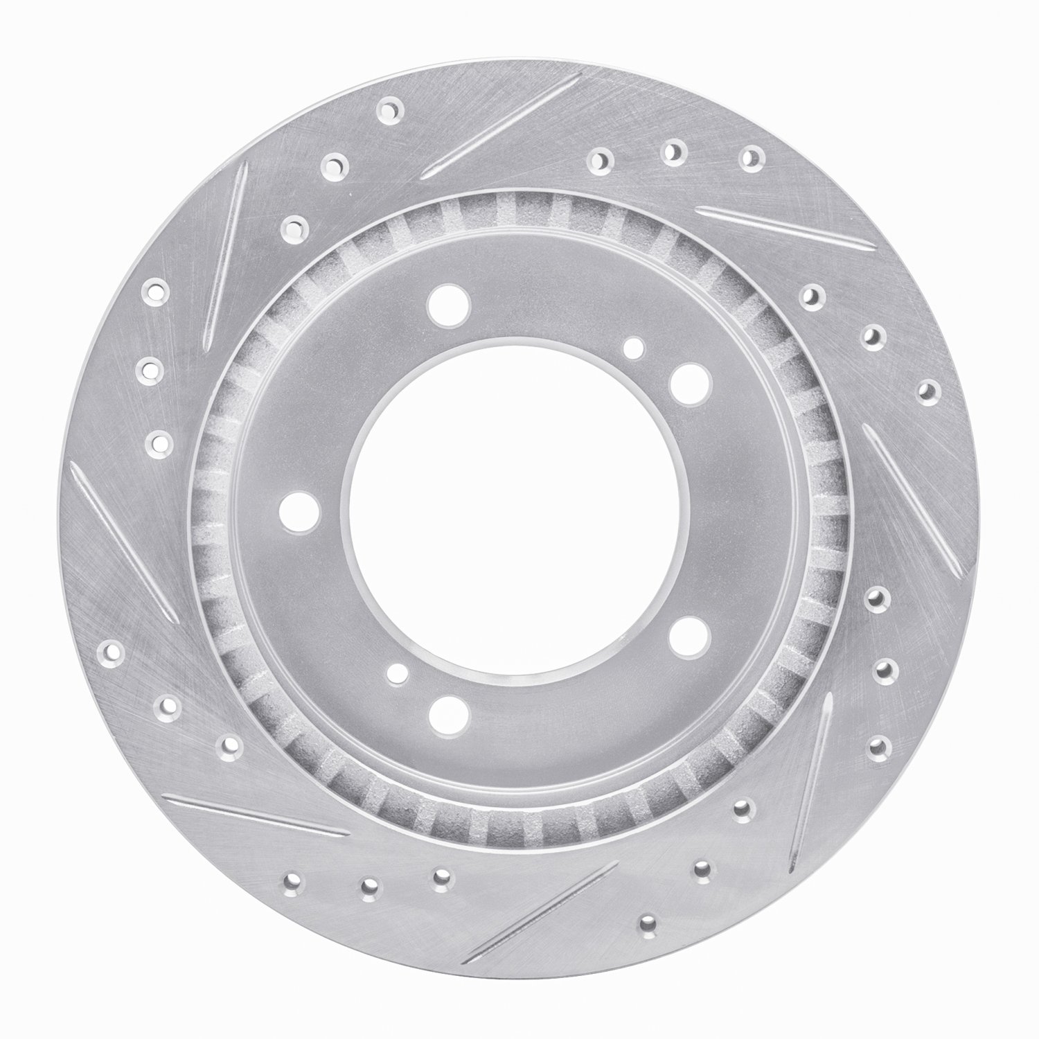 E-Line Drilled & Slotted Silver Brake Rotor, 1991-1998 GM, Position: Front Right