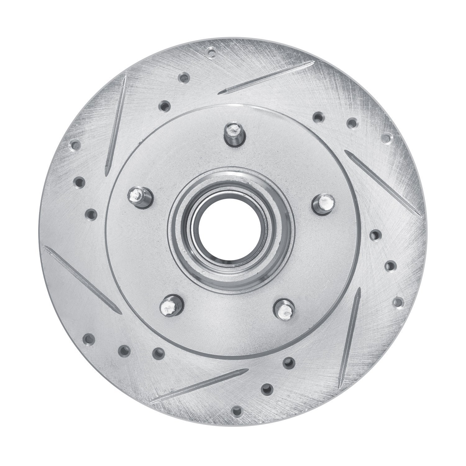 E-Line Drilled & Slotted Silver Brake Rotor, 1982-1995 GM, Position: Front Left