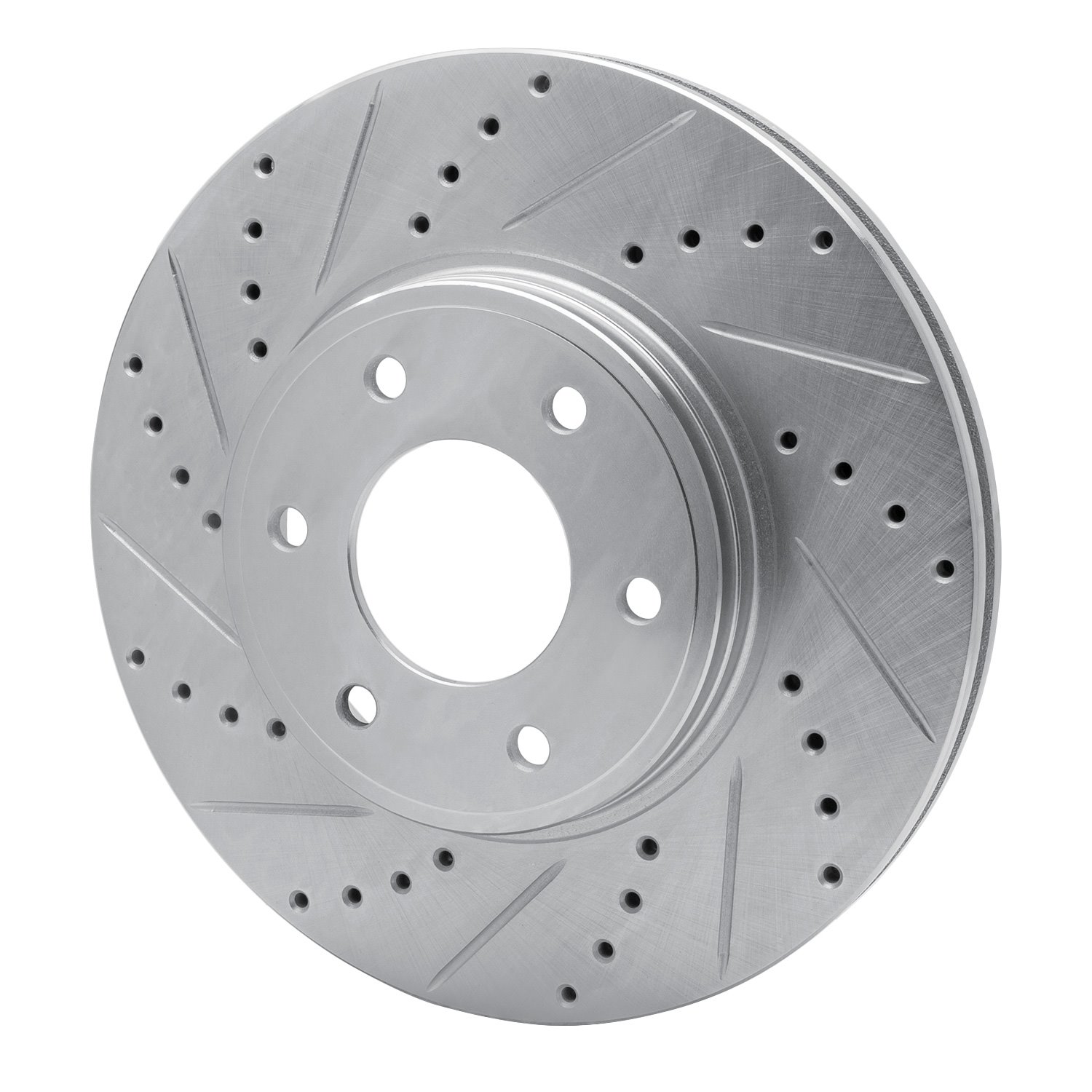 E-Line Drilled & Slotted Silver Brake Rotor, 2006-2009 GM, Position: Front Left
