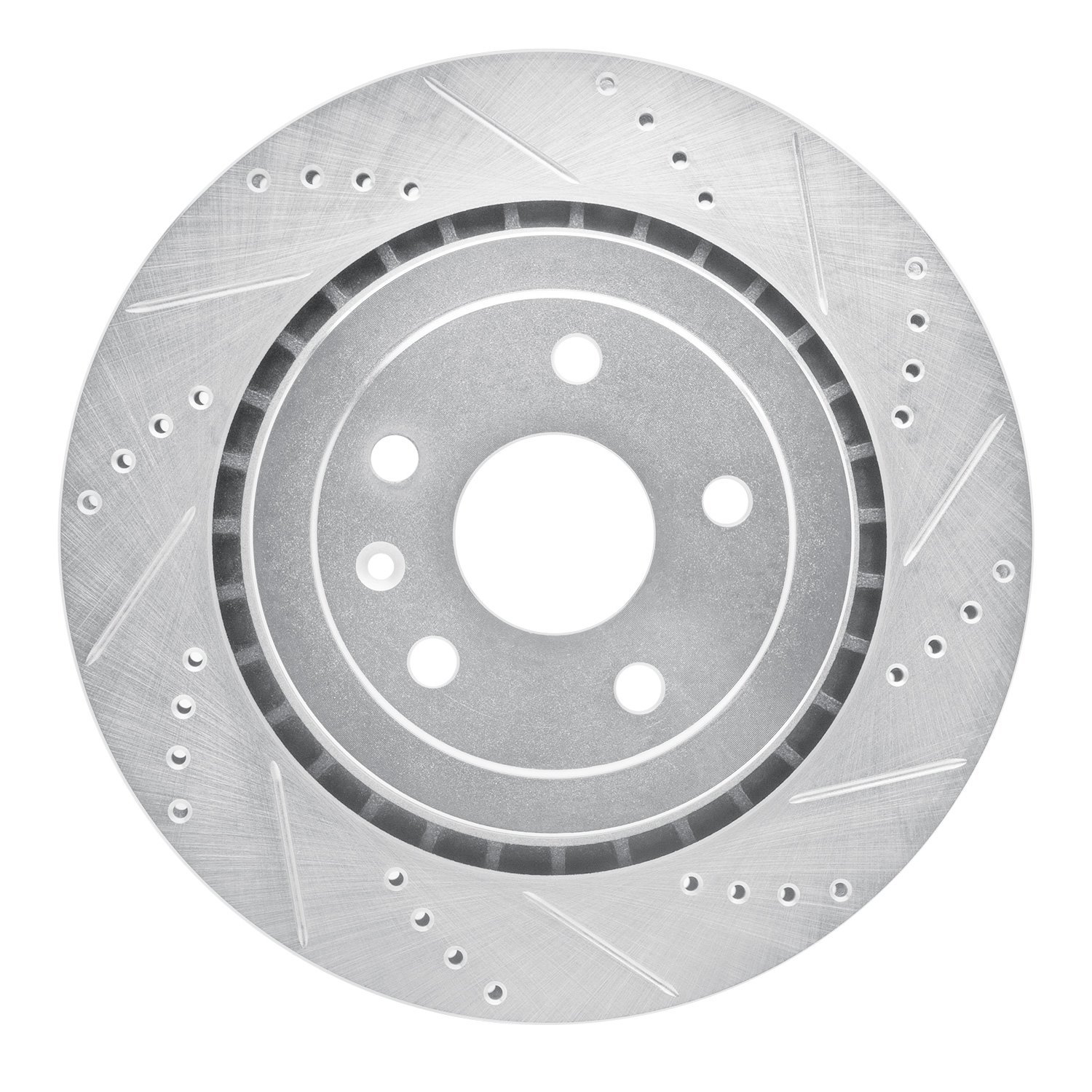 E-Line Drilled & Slotted Silver Brake Rotor, Fits Select GM, Position: Rear Right