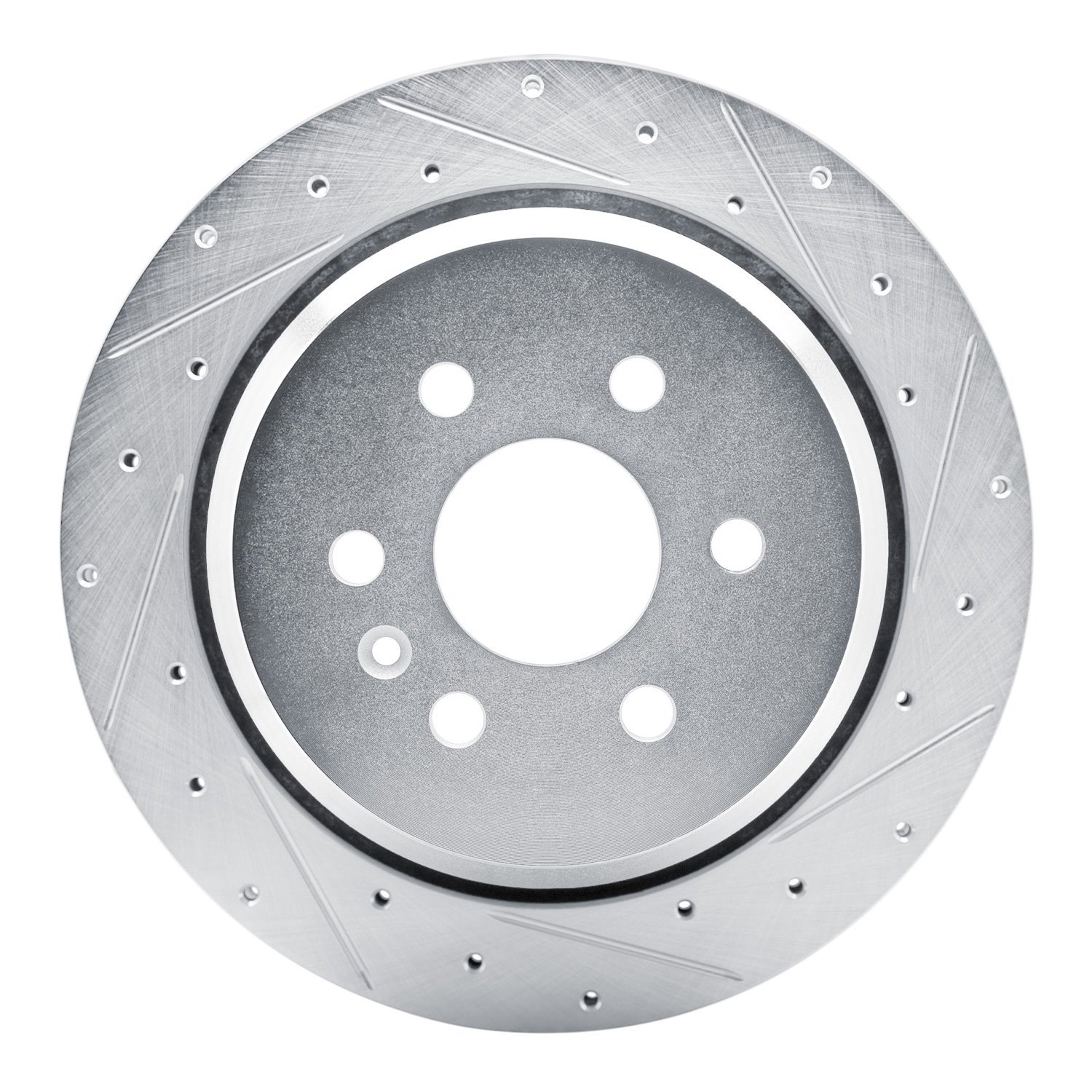 E-Line Drilled & Slotted Silver Brake Rotor, Fits Select GM, Position: Rear Right