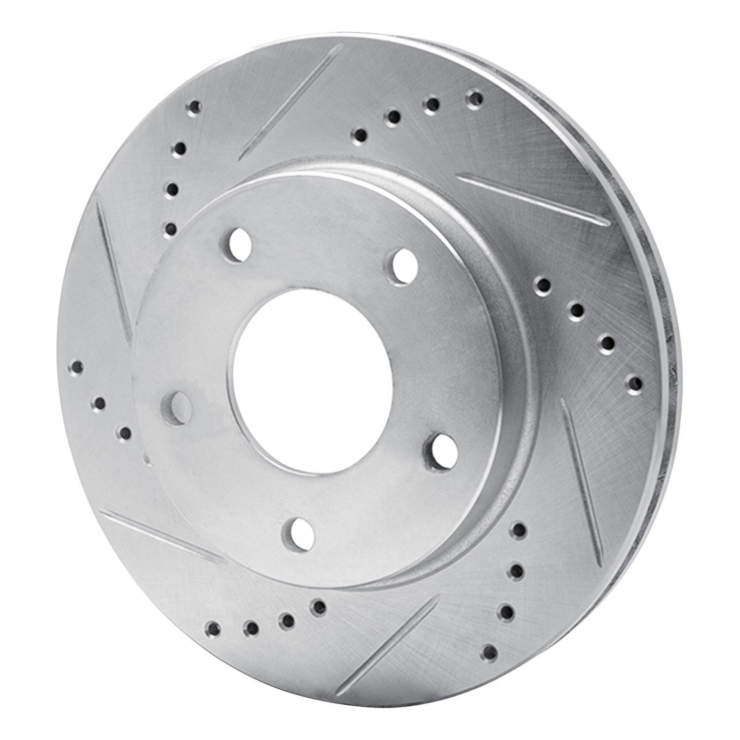 E-Line Drilled & Slotted Silver Brake Rotor, 1979-1998 GM, Position: Front Left, Rear Left