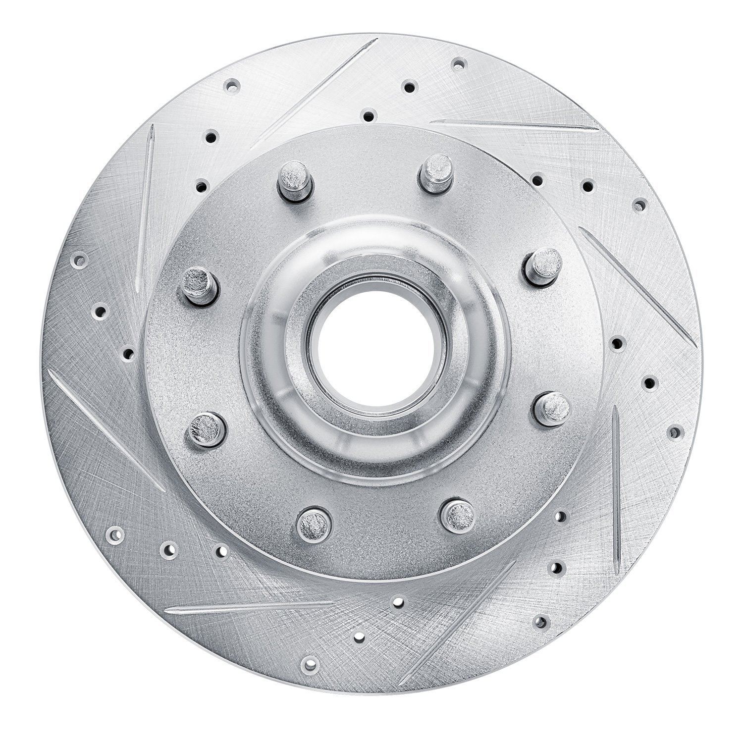 E-Line Drilled & Slotted Silver Brake Rotor, 1993-2006 GM, Position: Front Left