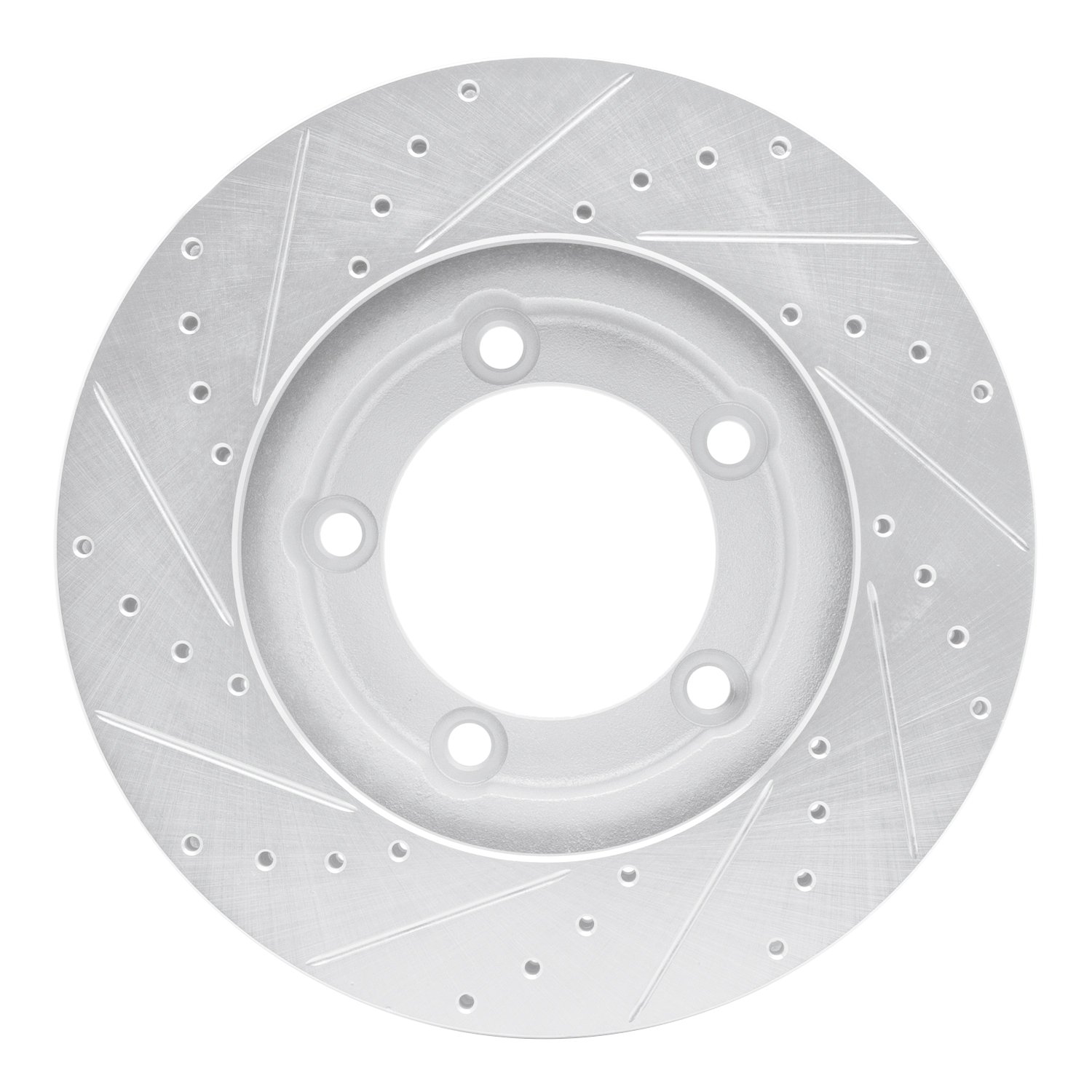 E-Line Drilled & Slotted Silver Brake Rotor, 1994-2006 GM, Position: Front Right