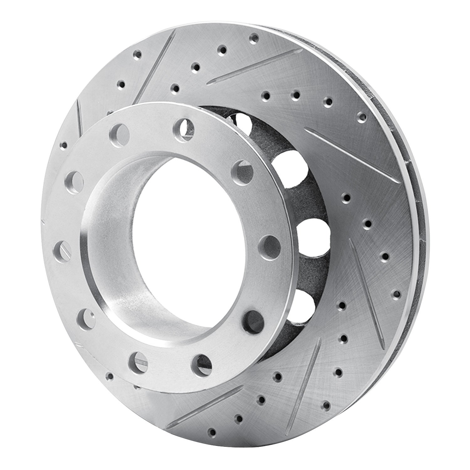 E-Line Drilled & Slotted Silver Brake Rotor, 1994-2006 GM, Position: Rear Left