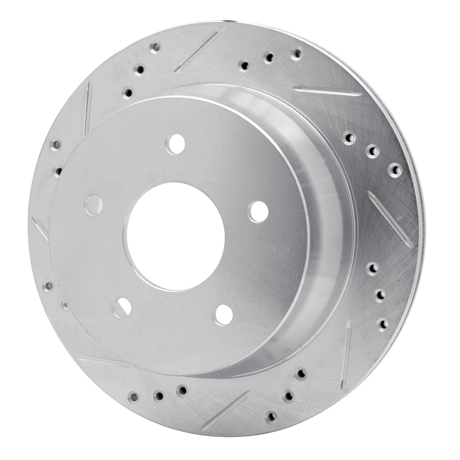 E-Line Drilled & Slotted Silver Brake Rotor, 1997-2005 GM, Position: Rear Left