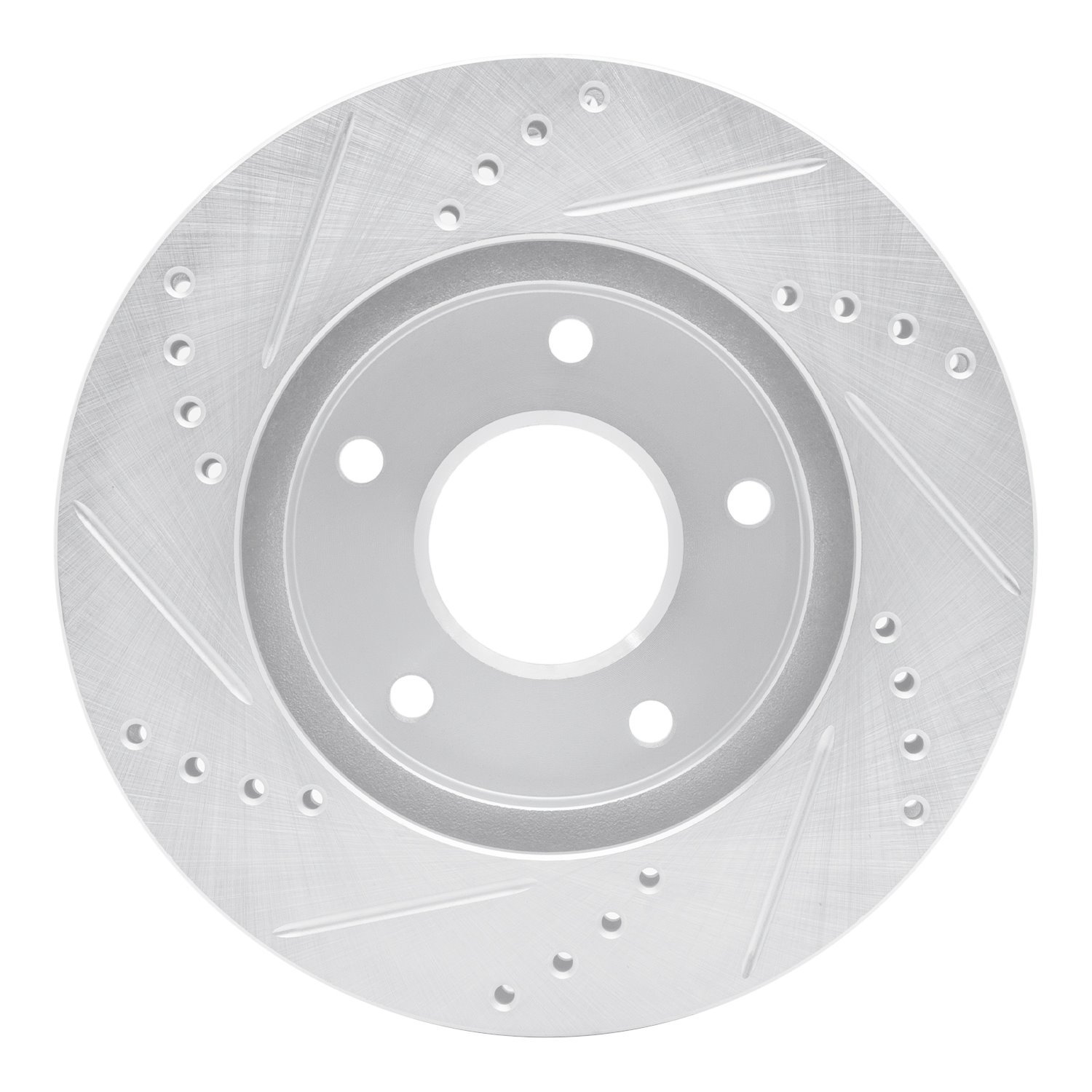E-Line Drilled & Slotted Silver Brake Rotor, 1997-2005 GM, Position: Front Right
