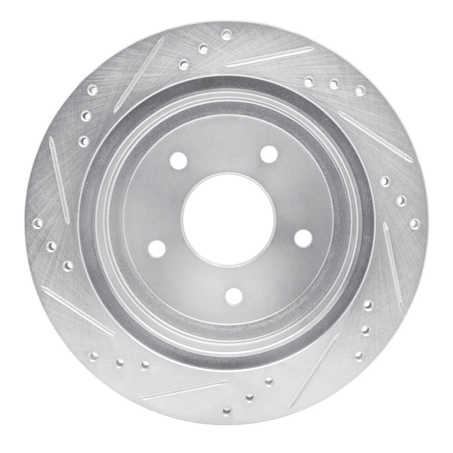 E-Line Drilled & Slotted Silver Brake Rotor, 1998-2005 GM, Position: Rear Right