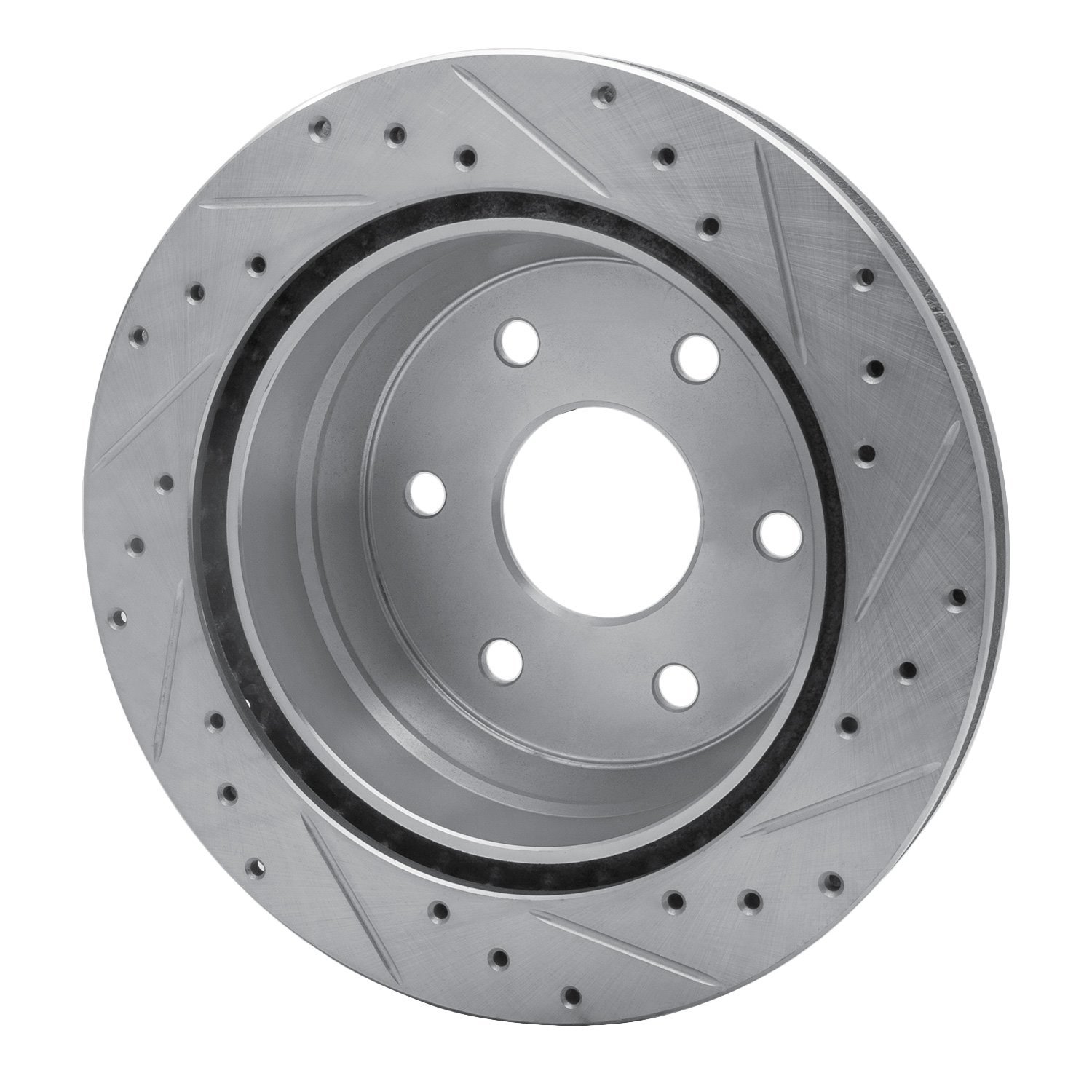 E-Line Drilled & Slotted Silver Brake Rotor, 2000-2014 GM, Position: Rear Left
