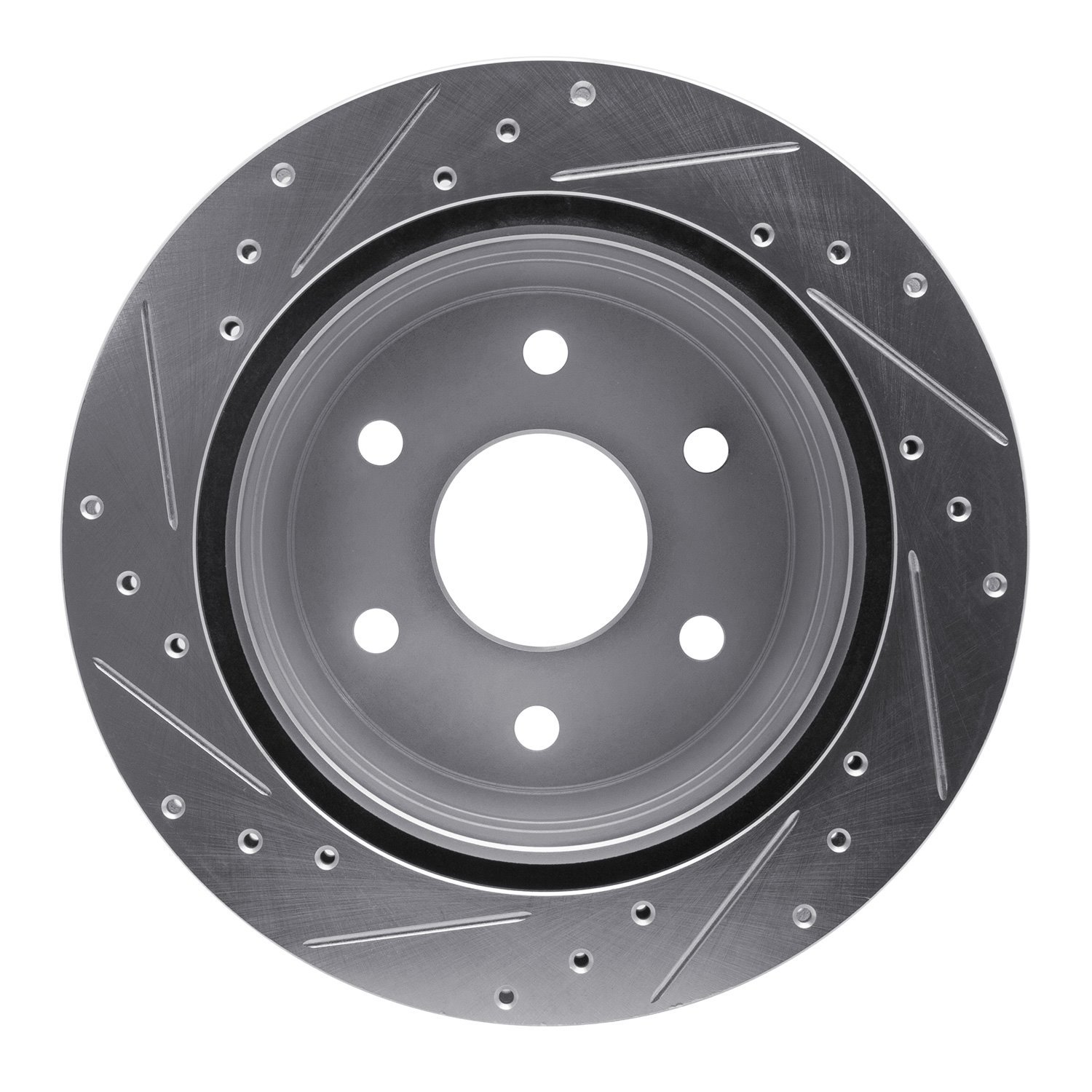 E-Line Drilled & Slotted Silver Brake Rotor, 2000-2014 GM, Position: Rear Right