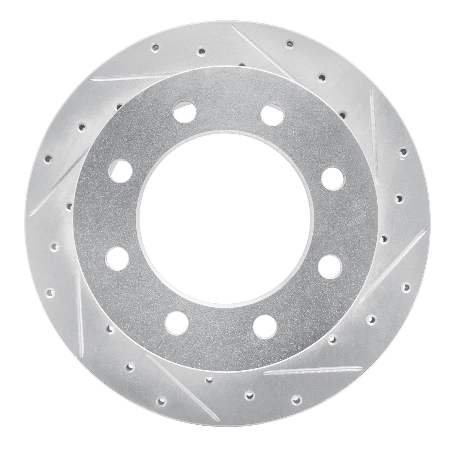 E-Line Drilled & Slotted Silver Brake Rotor, 2001-2010 GM, Position: Rear Right