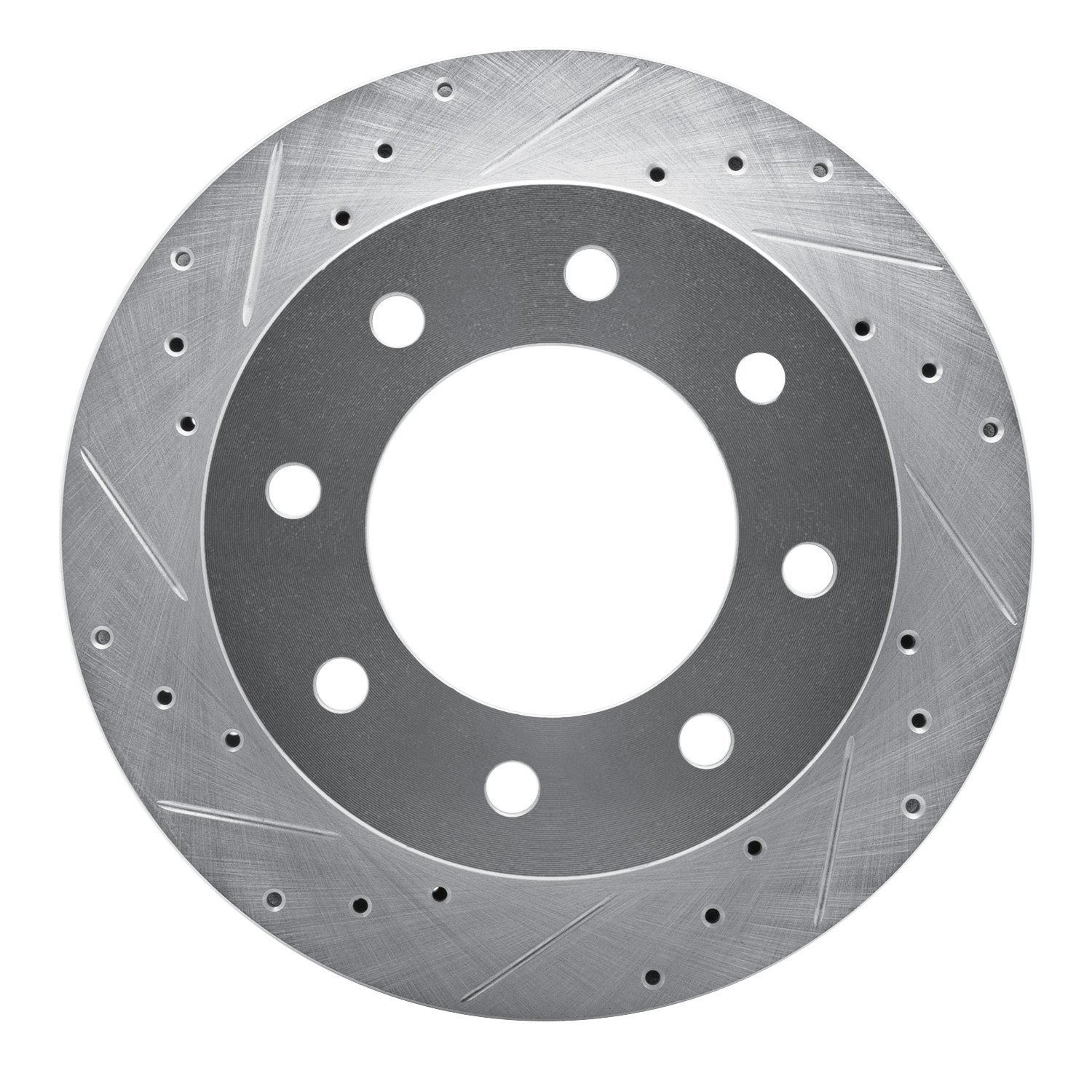 E-Line Drilled & Slotted Silver Brake Rotor, 2003-2005 GM, Position: Rear Left