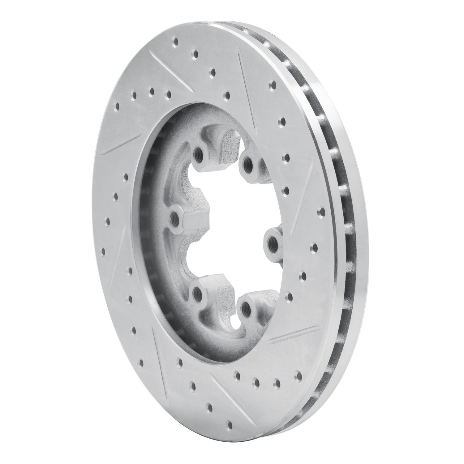 E-Line Drilled & Slotted Silver Brake Rotor, 2004-2008 GM, Position: Front Left