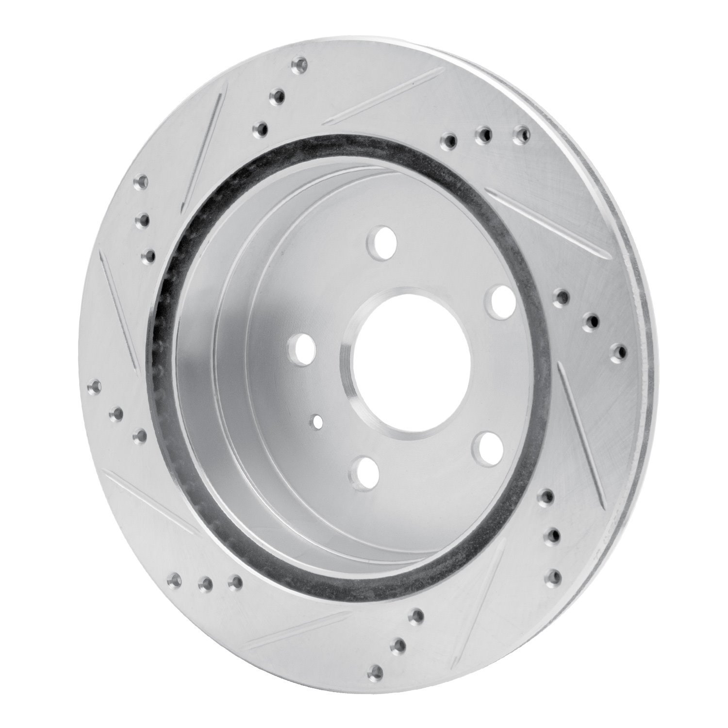 E-Line Drilled & Slotted Silver Brake Rotor, 2010-2017 GM, Position: Rear Right