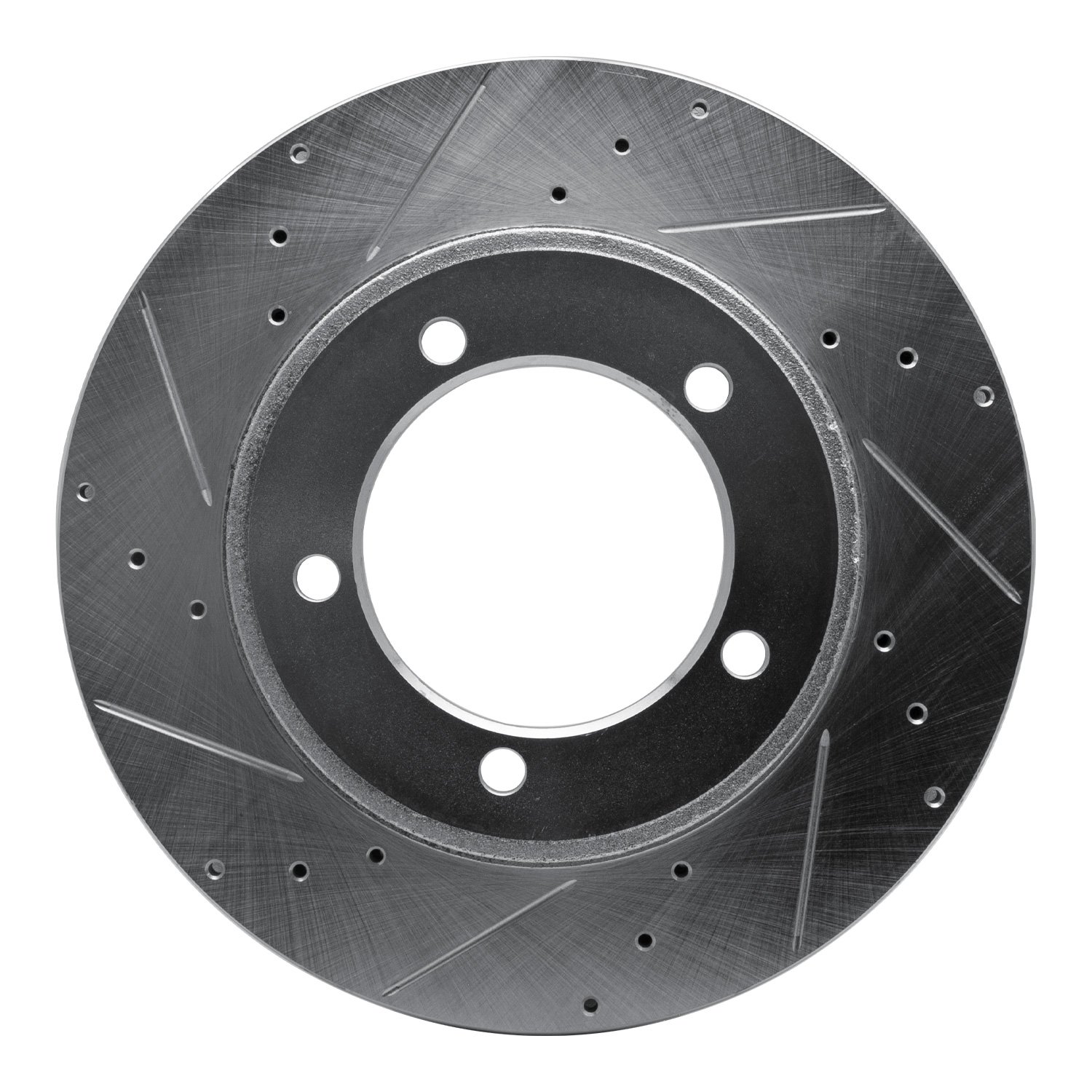 E-Line Drilled & Slotted Silver Brake Rotor, 1998-2006 GM, Position: Front Left