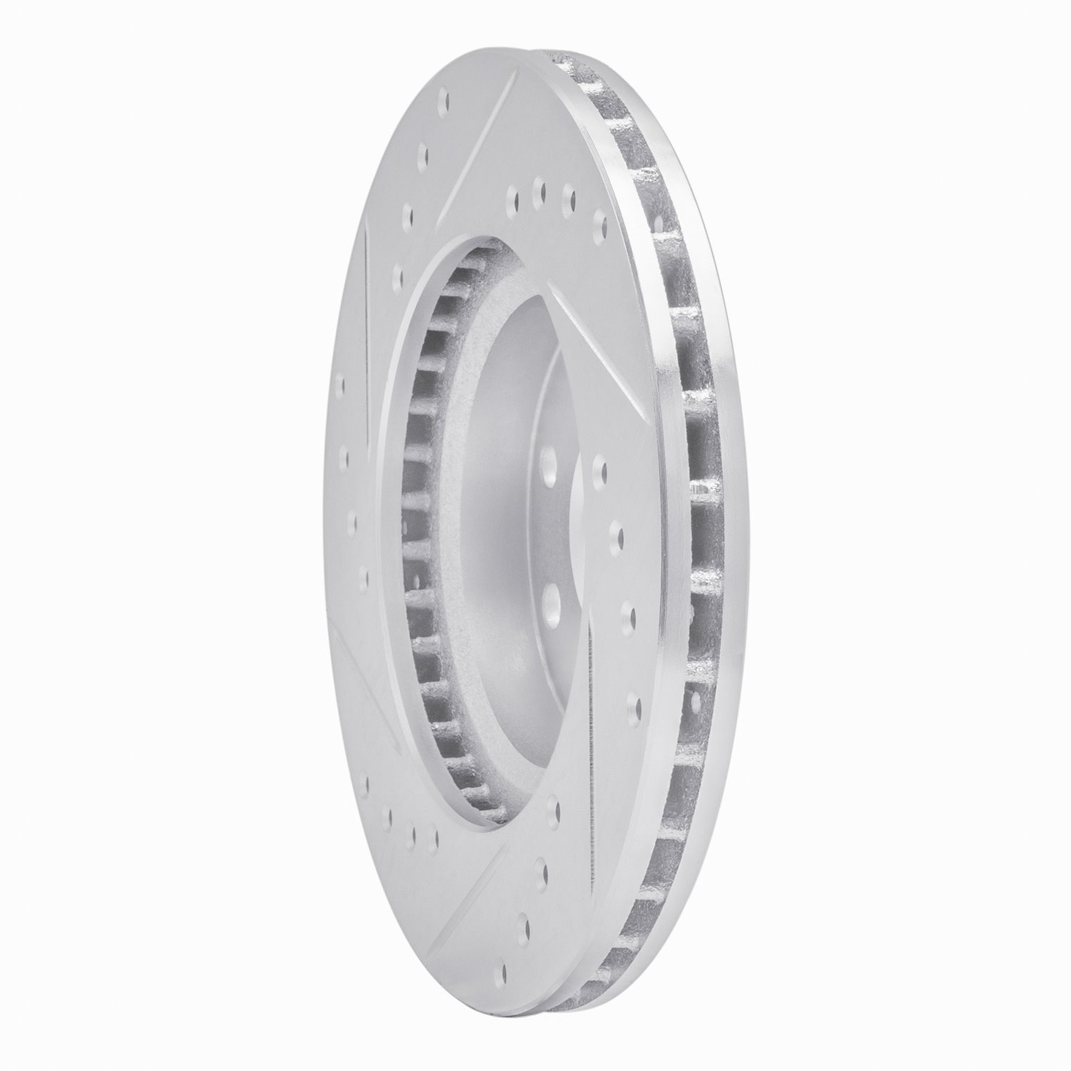 E-Line Drilled & Slotted Silver Brake Rotor, 1989-1993 Fits Multiple Makes/Models, Position: Front Right