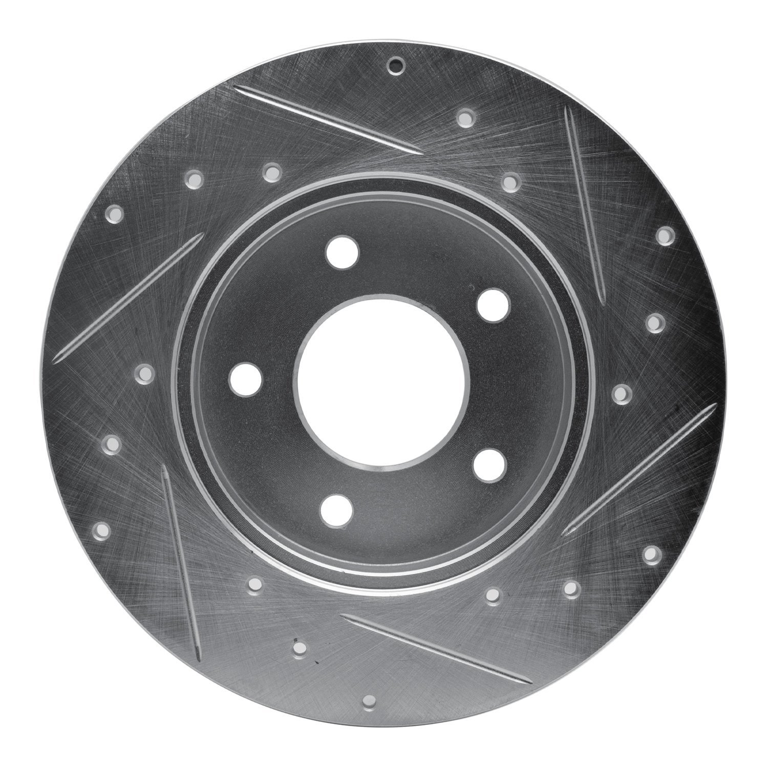 E-Line Drilled & Slotted Silver Brake Rotor, 1992-2005 GM, Position: Rear Left