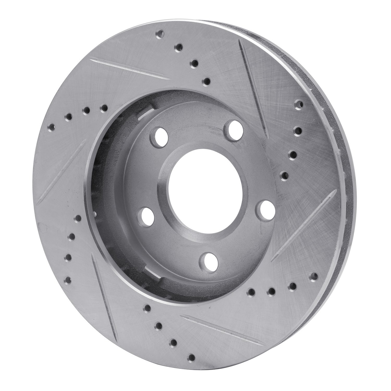 E-Line Drilled & Slotted Silver Brake Rotor, 1997-2005 GM, Position: Front Left