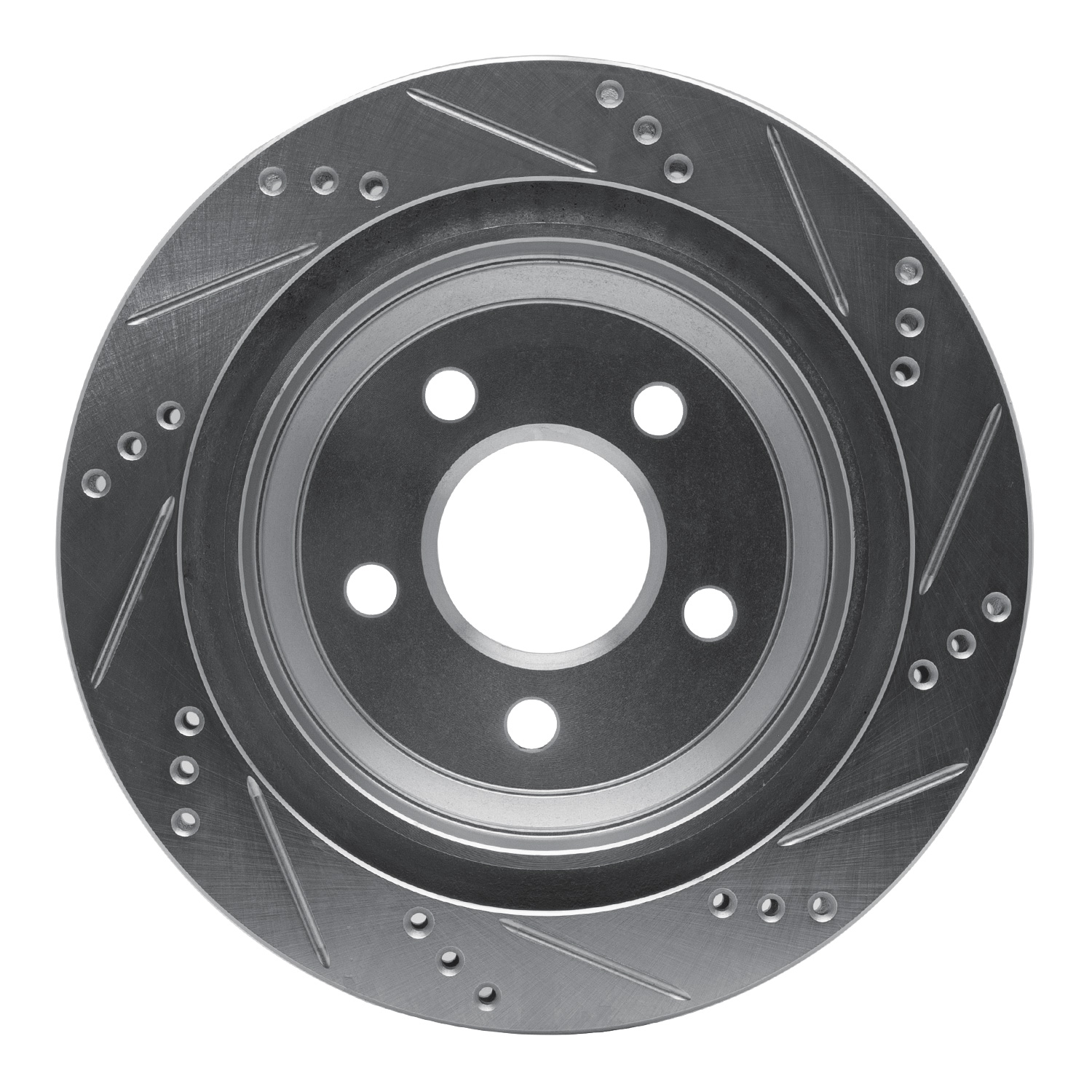 E-Line Drilled & Slotted Silver Brake Rotor, 1998-2002 GM, Position: Rear Left