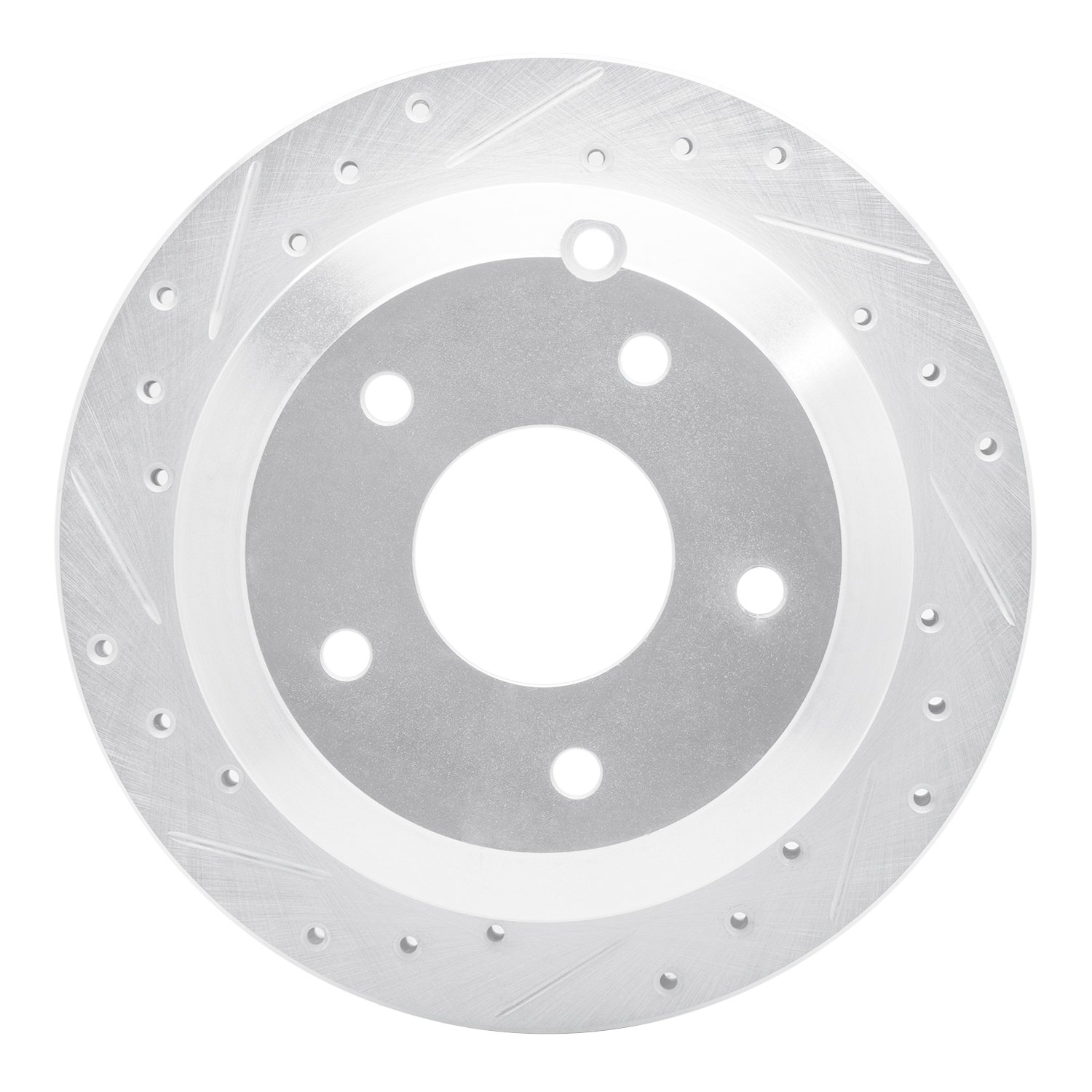 E-Line Drilled & Slotted Silver Brake Rotor, 2005-2006 GM, Position: Rear Left